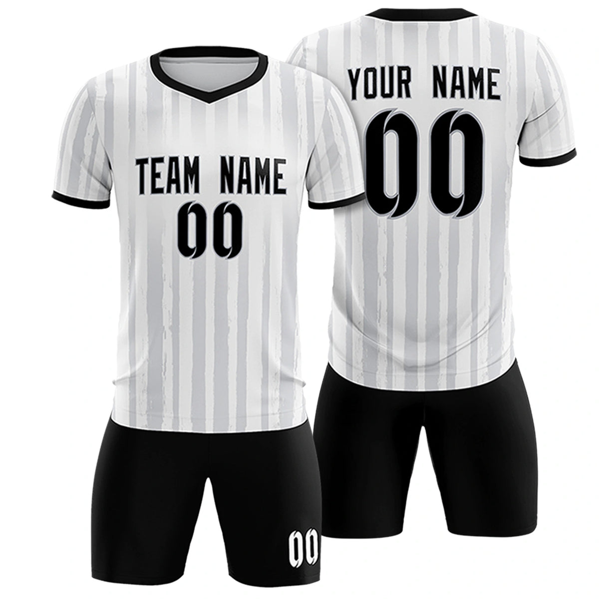 Custom White Black Breathable Soccer Sets Jersey