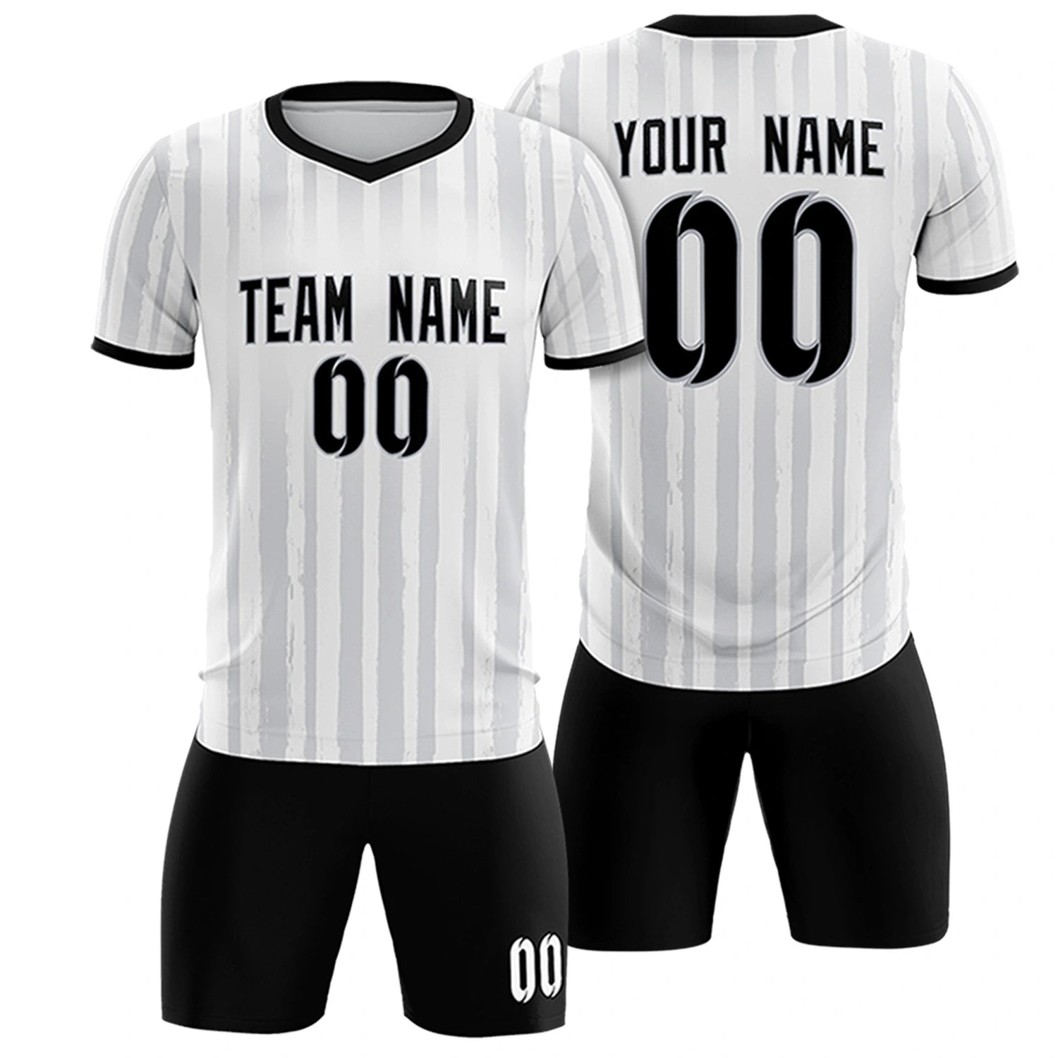 Custom White Black Breathable Soccer Sets Jersey