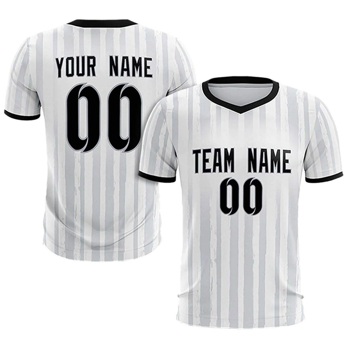 Custom White Black Breathable Soccer Sets Jersey