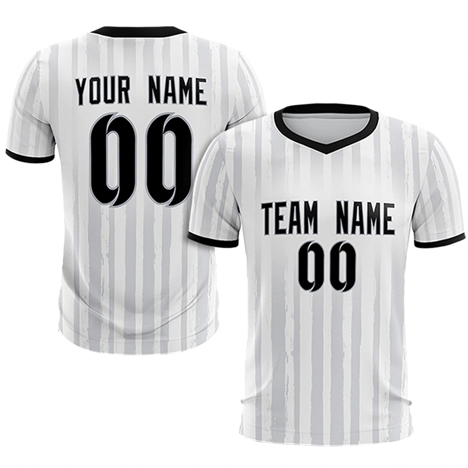 Custom White Black Breathable Soccer Sets Jersey