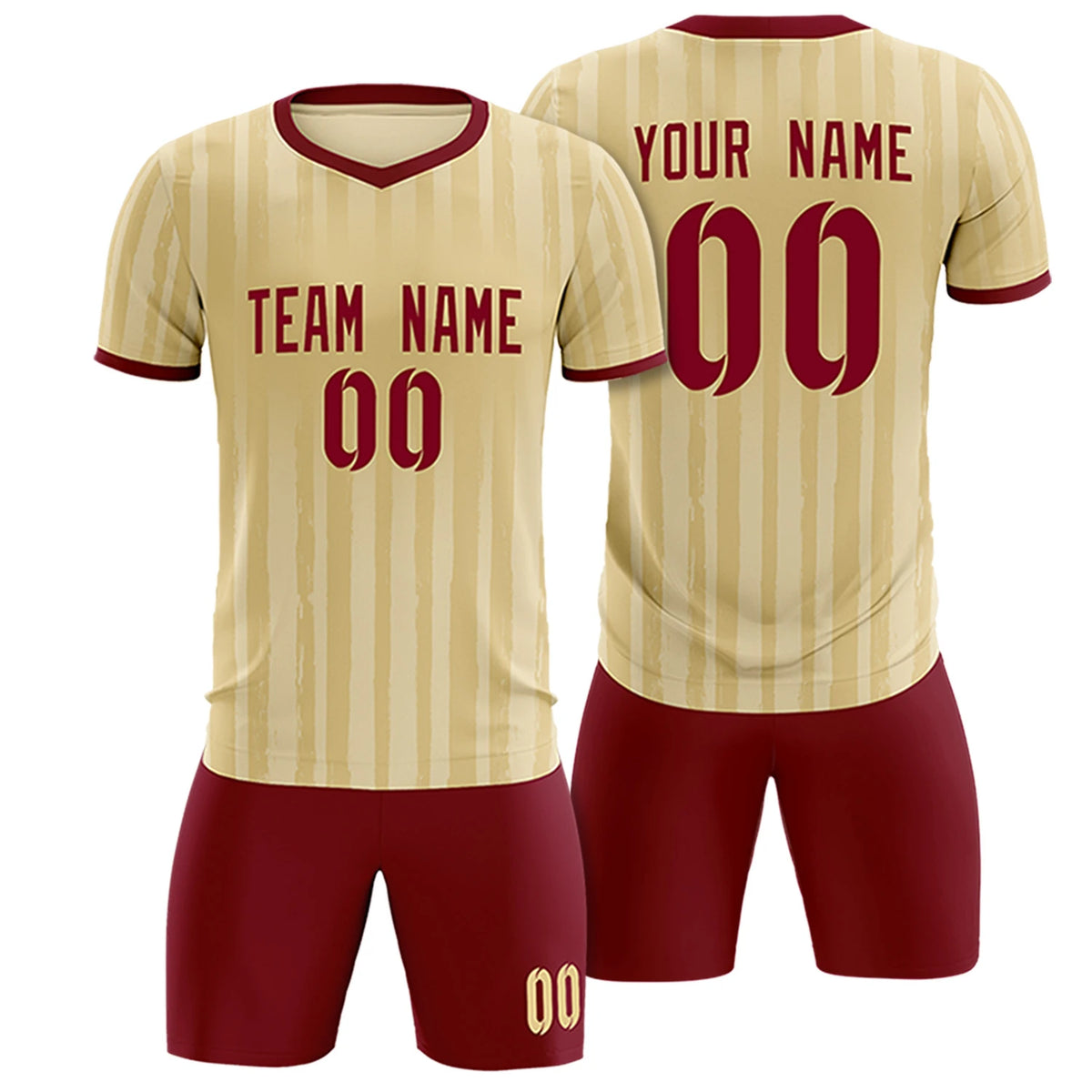 Custom Khaki Crimson Breathable Soccer Sets Jersey
