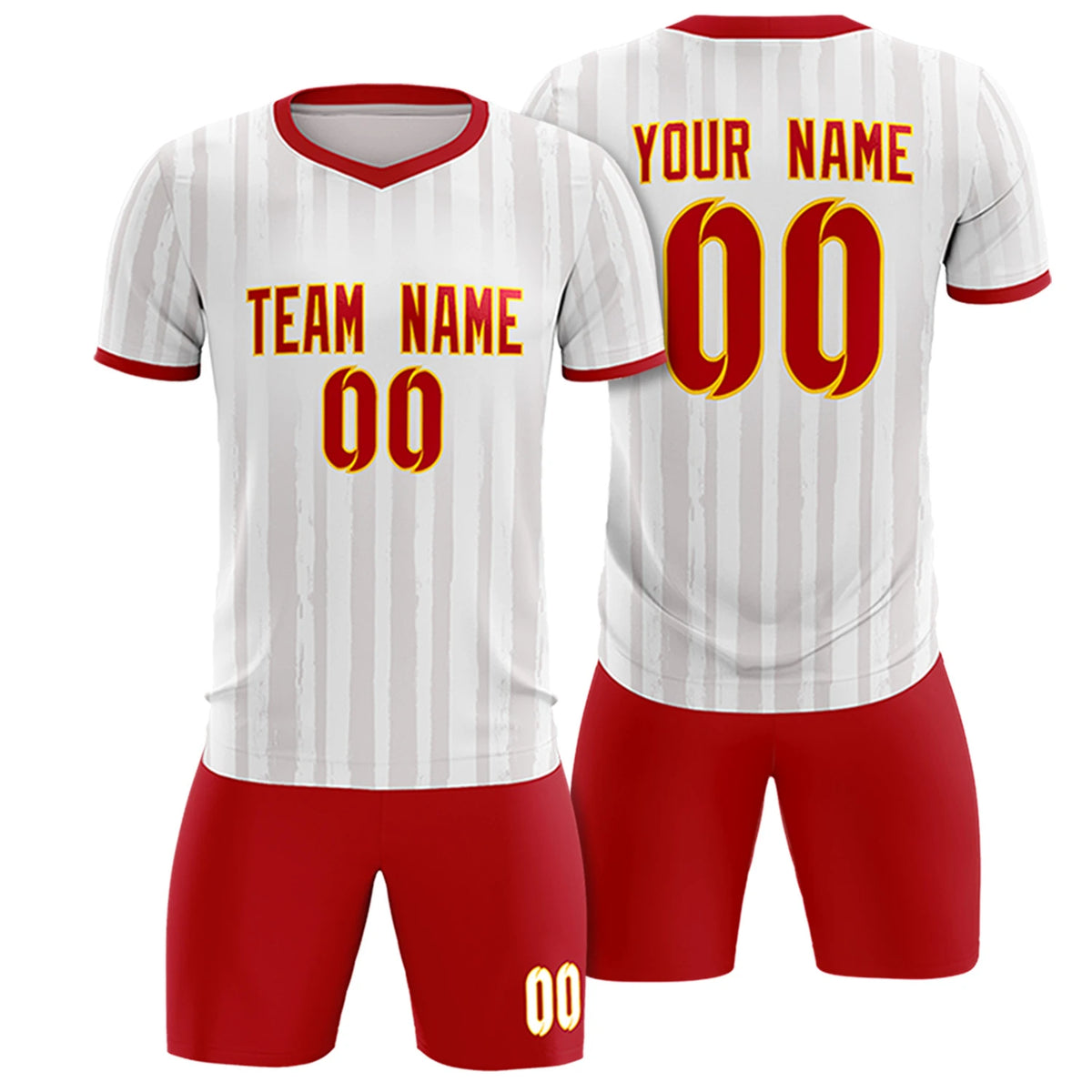 Custom White Red Breathable Soccer Sets Jersey