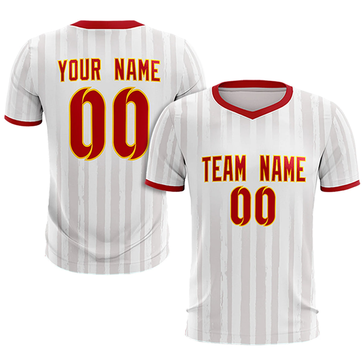 Custom White Red Breathable Soccer Sets Jersey