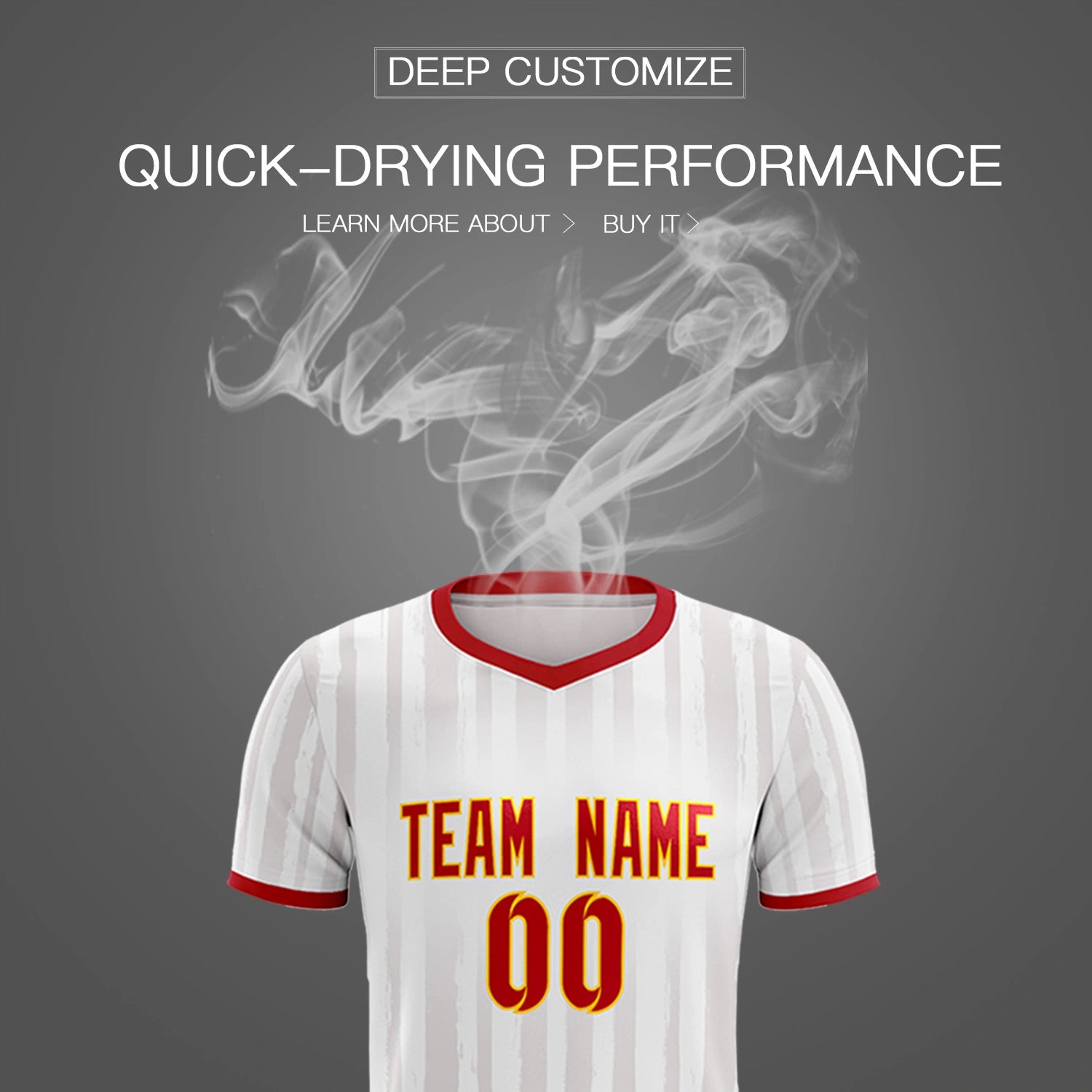Custom White Red Breathable Soccer Sets Jersey