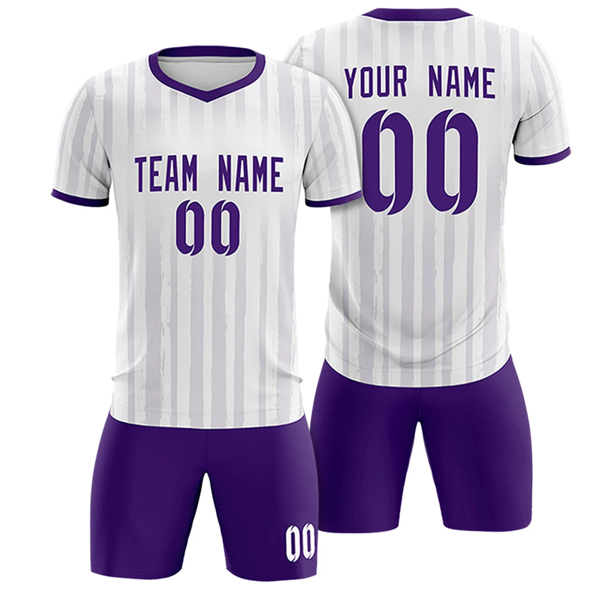 Custom White Purple Breathable Soccer Sets Jersey