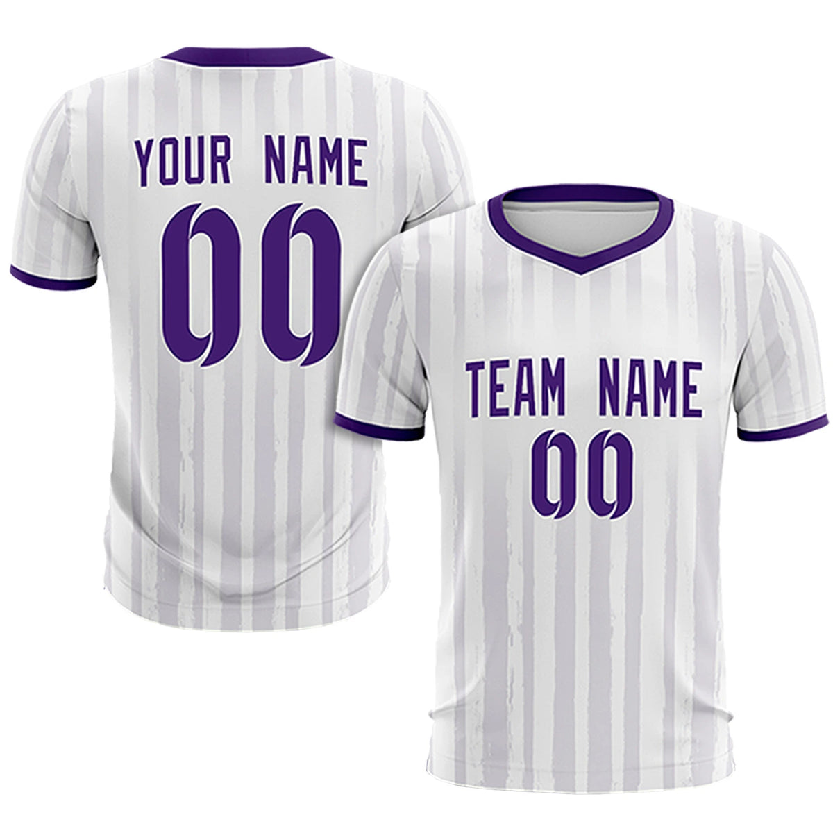 Custom White Purple Breathable Soccer Sets Jersey