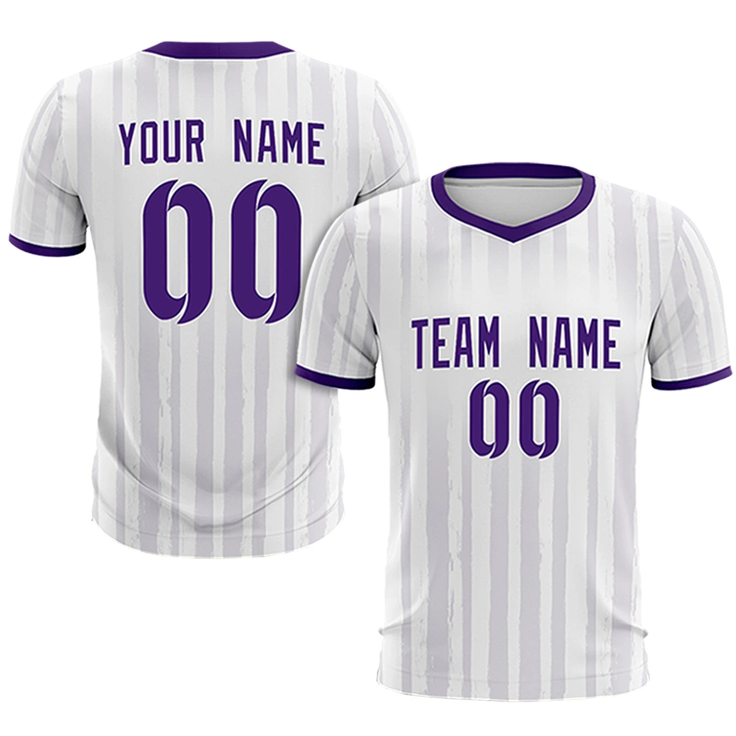Custom White Purple Breathable Soccer Sets Jersey