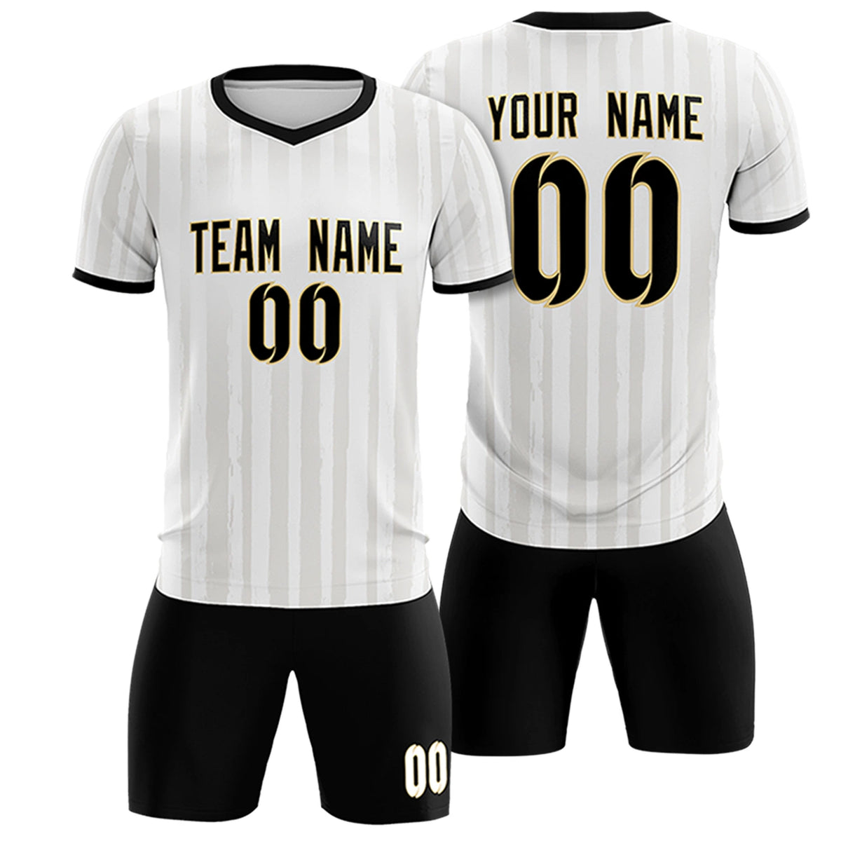 Custom White Black Breathable Soccer Sets Jersey