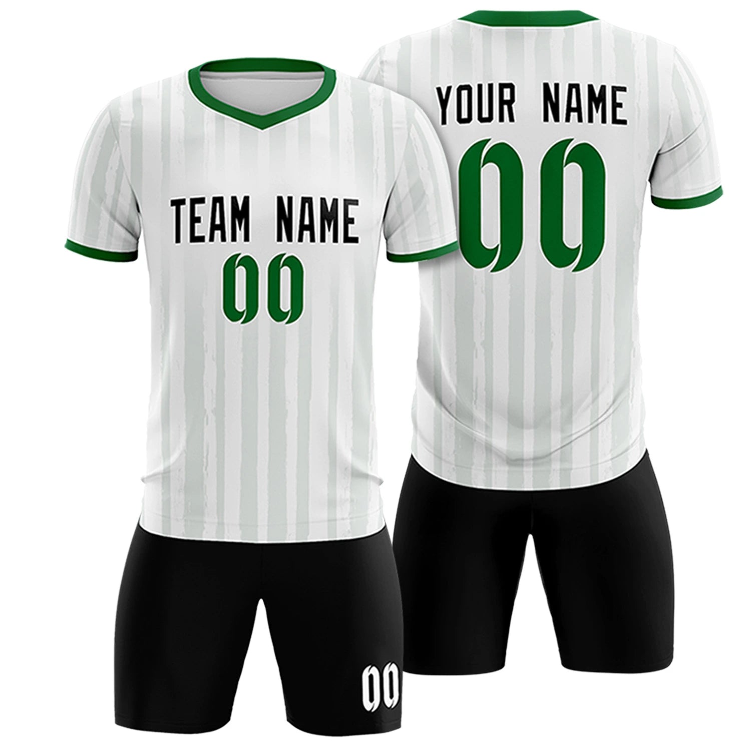 Custom White Kelly Green Breathable Soccer Sets Jersey