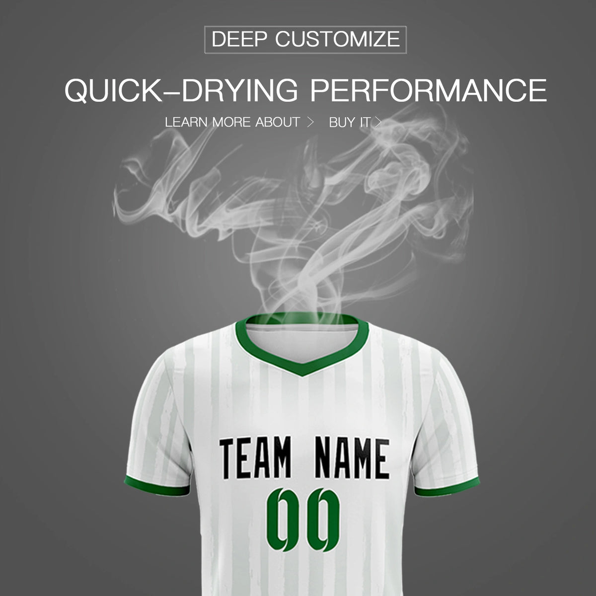 Custom White Kelly Green Breathable Soccer Sets Jersey