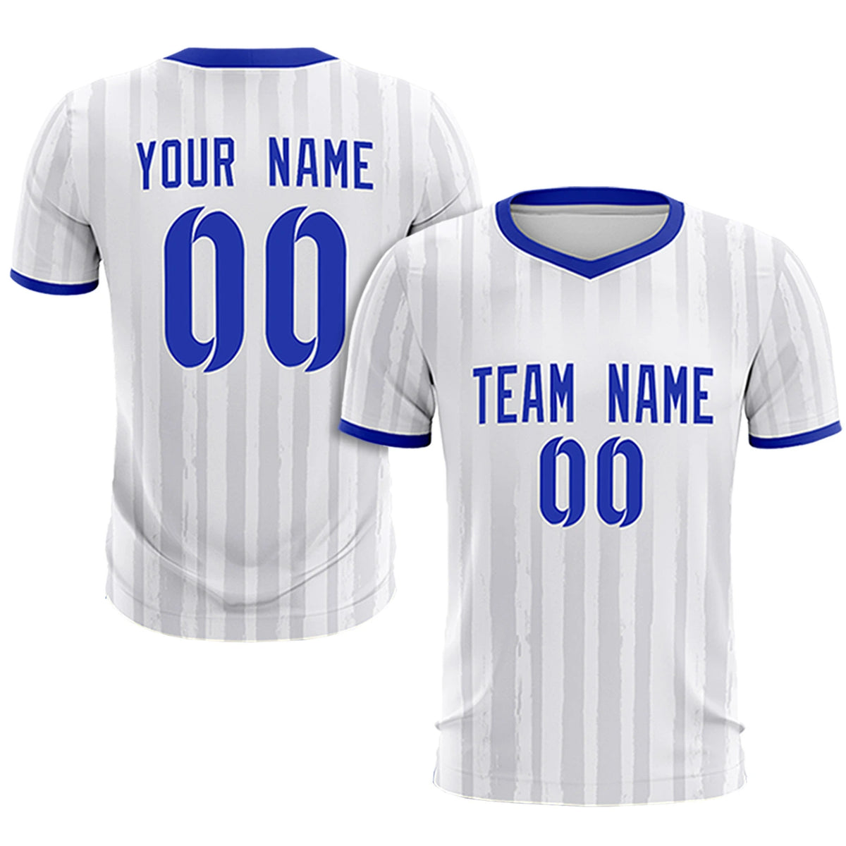 Custom White Royal Blue Breathable Soccer Sets Jersey