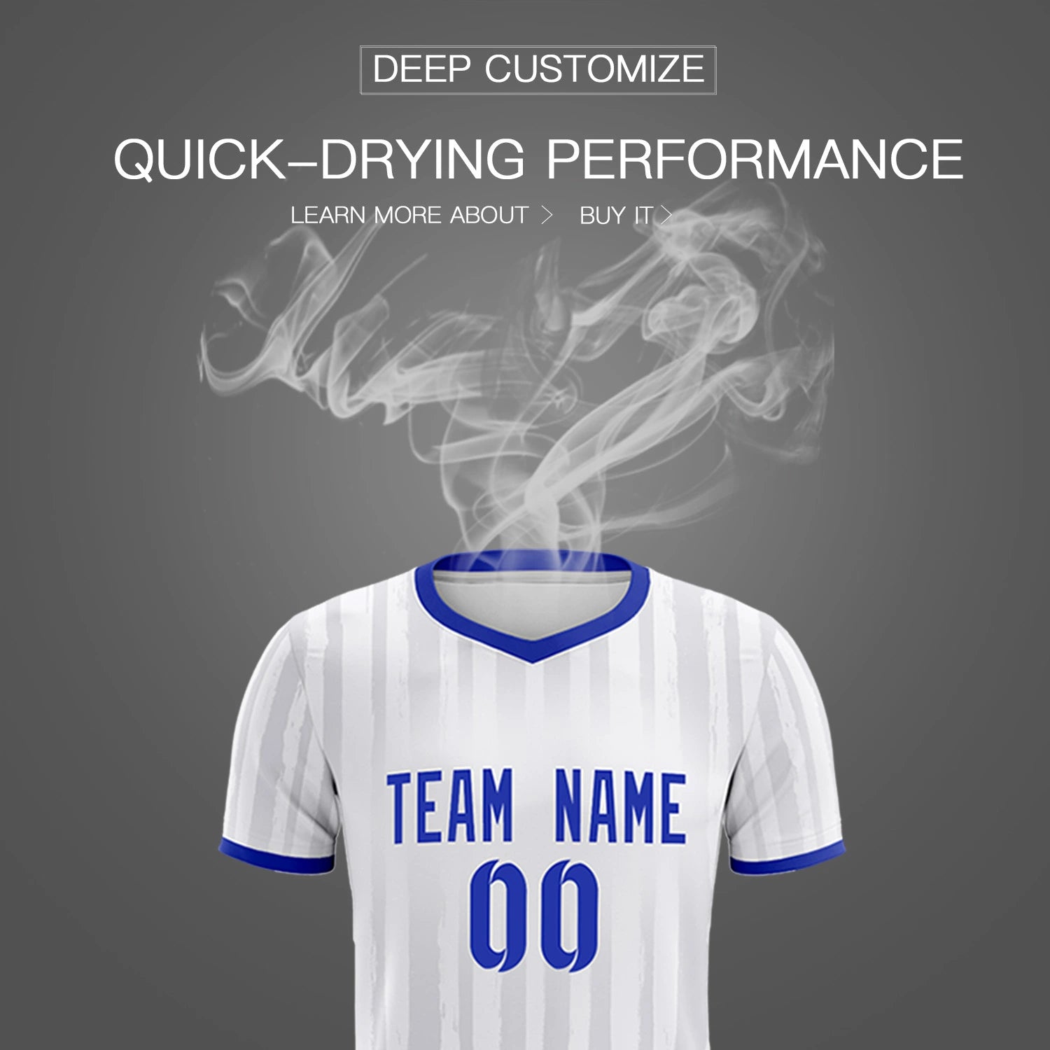 Custom White Royal Blue Breathable Soccer Sets Jersey