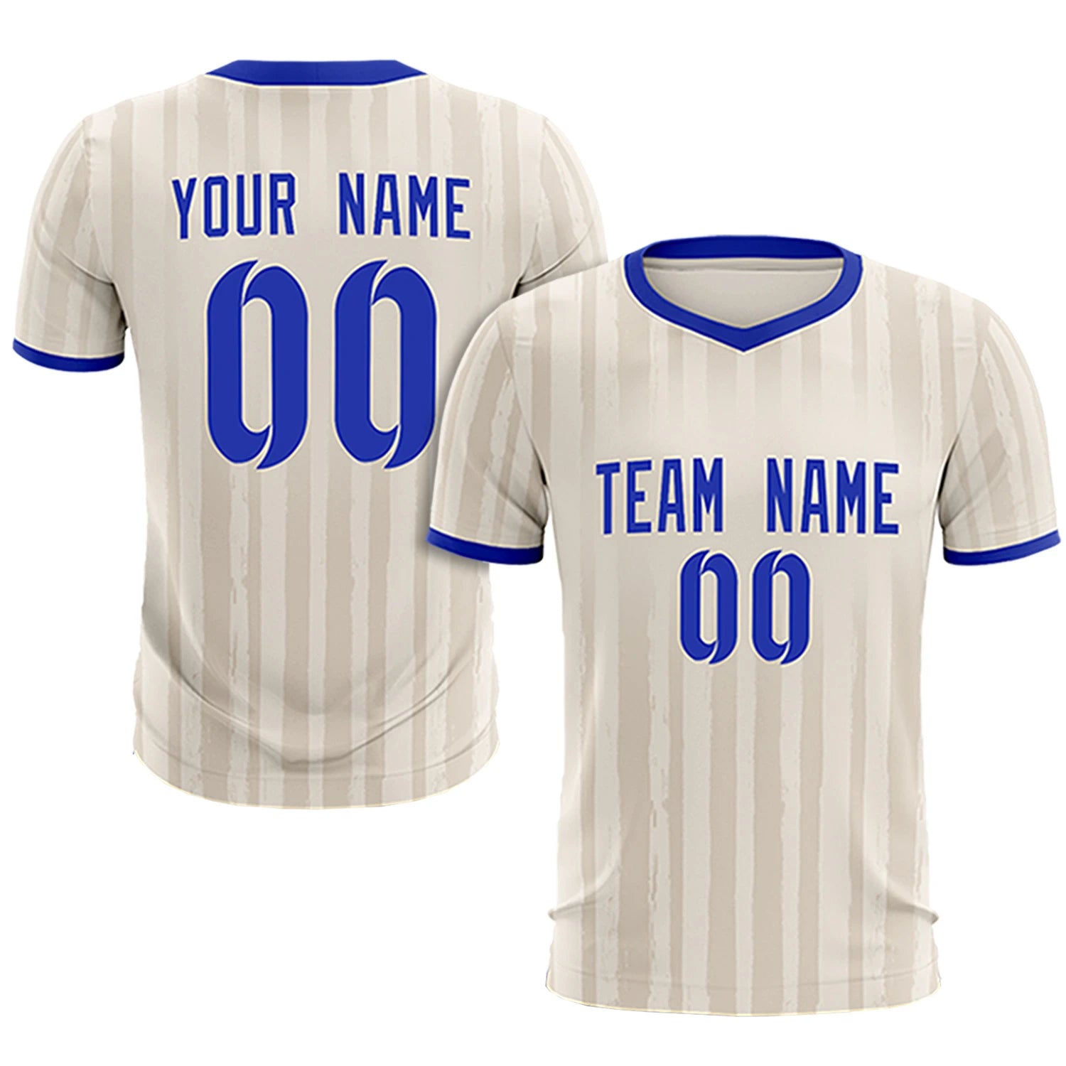 Custom Khaki Royal Blue Breathable Soccer Sets Jersey