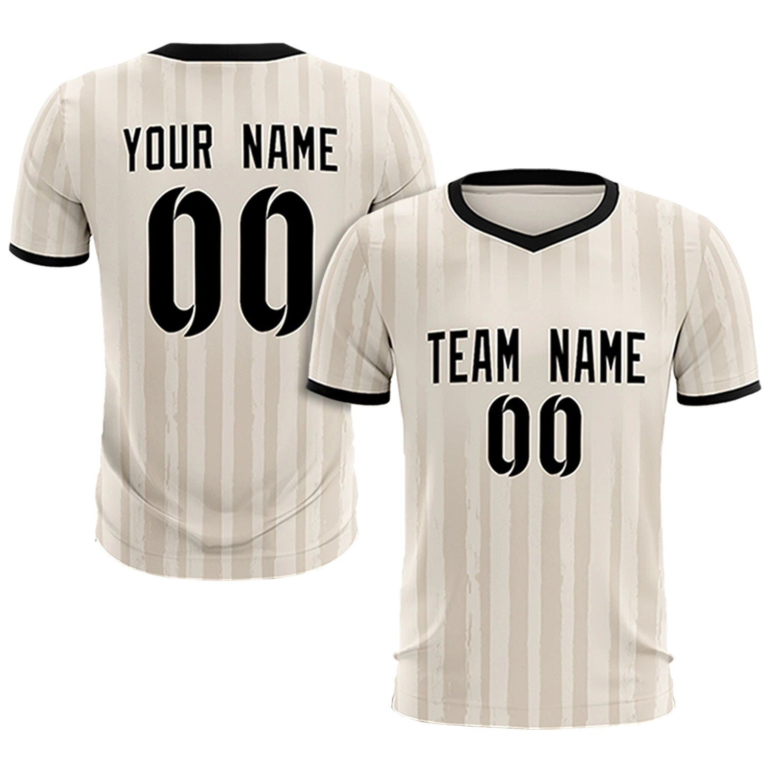 Custom Khaki Black Breathable Soccer Sets Jersey