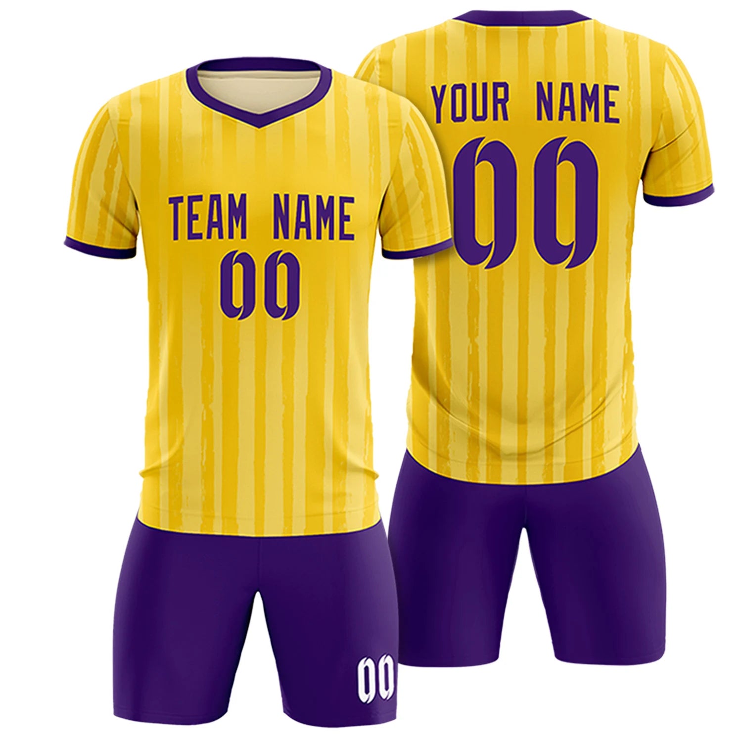 Custom Gold 01 Purple Breathable Soccer Sets Jersey