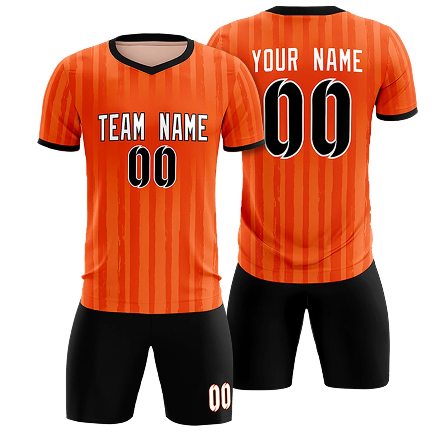 Custom Orange Black Breathable Soccer Sets Jersey
