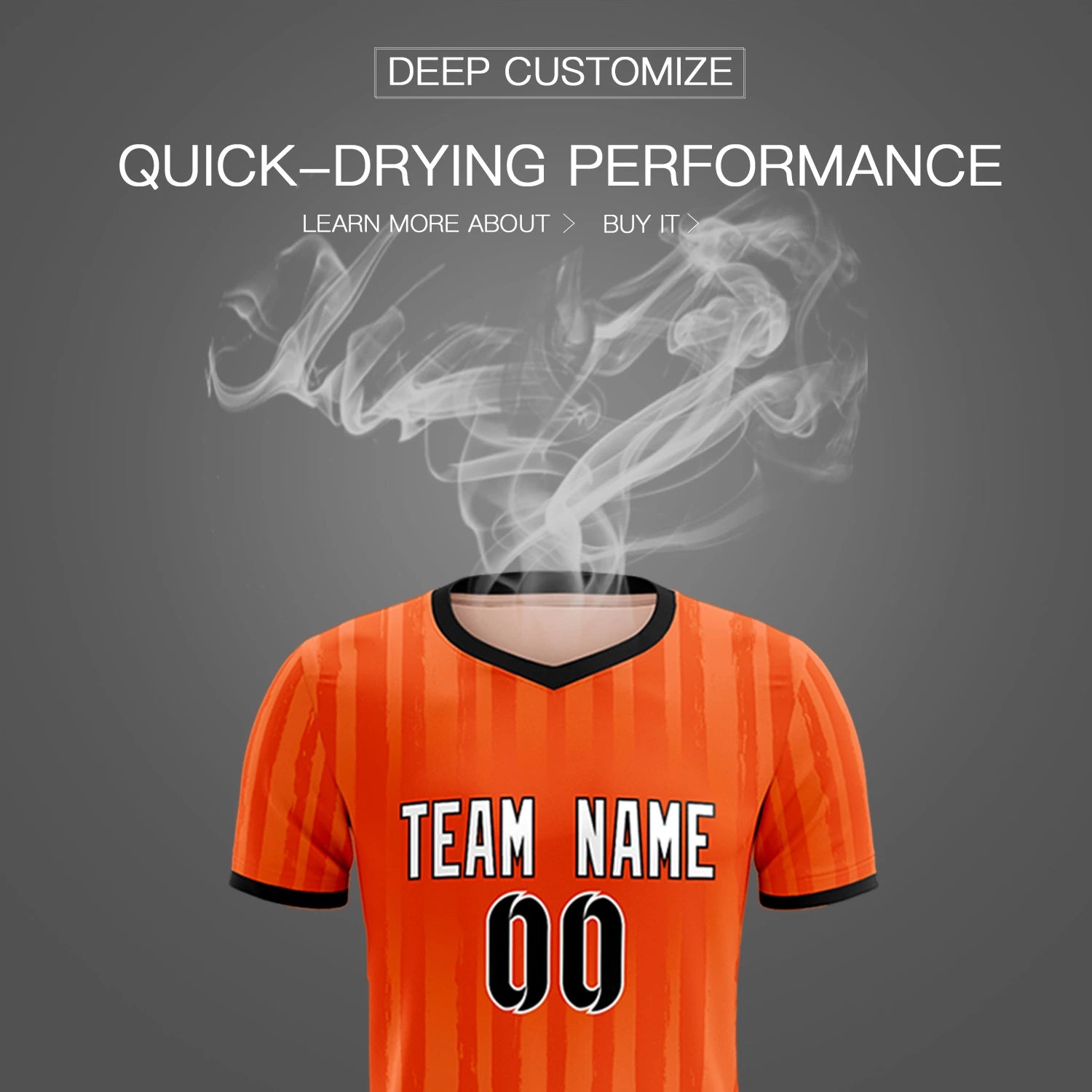 Custom Orange Black Breathable Soccer Sets Jersey