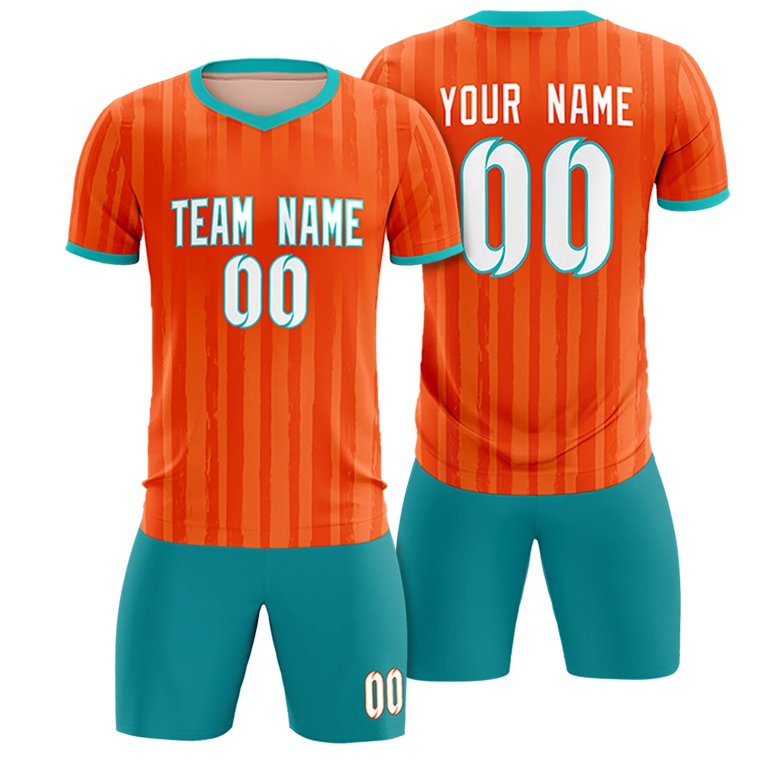 Custom Orange Bright Green Breathable Soccer Sets Jersey