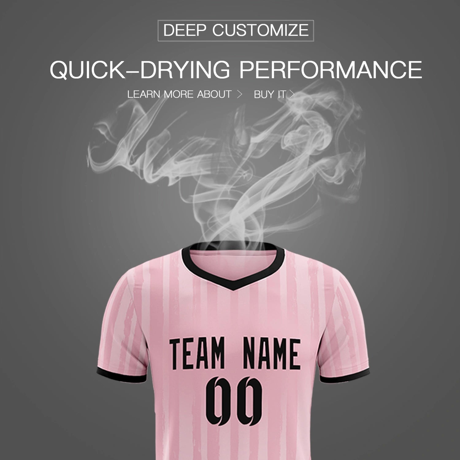 Custom Light Pink Black Breathable Soccer Sets Jersey