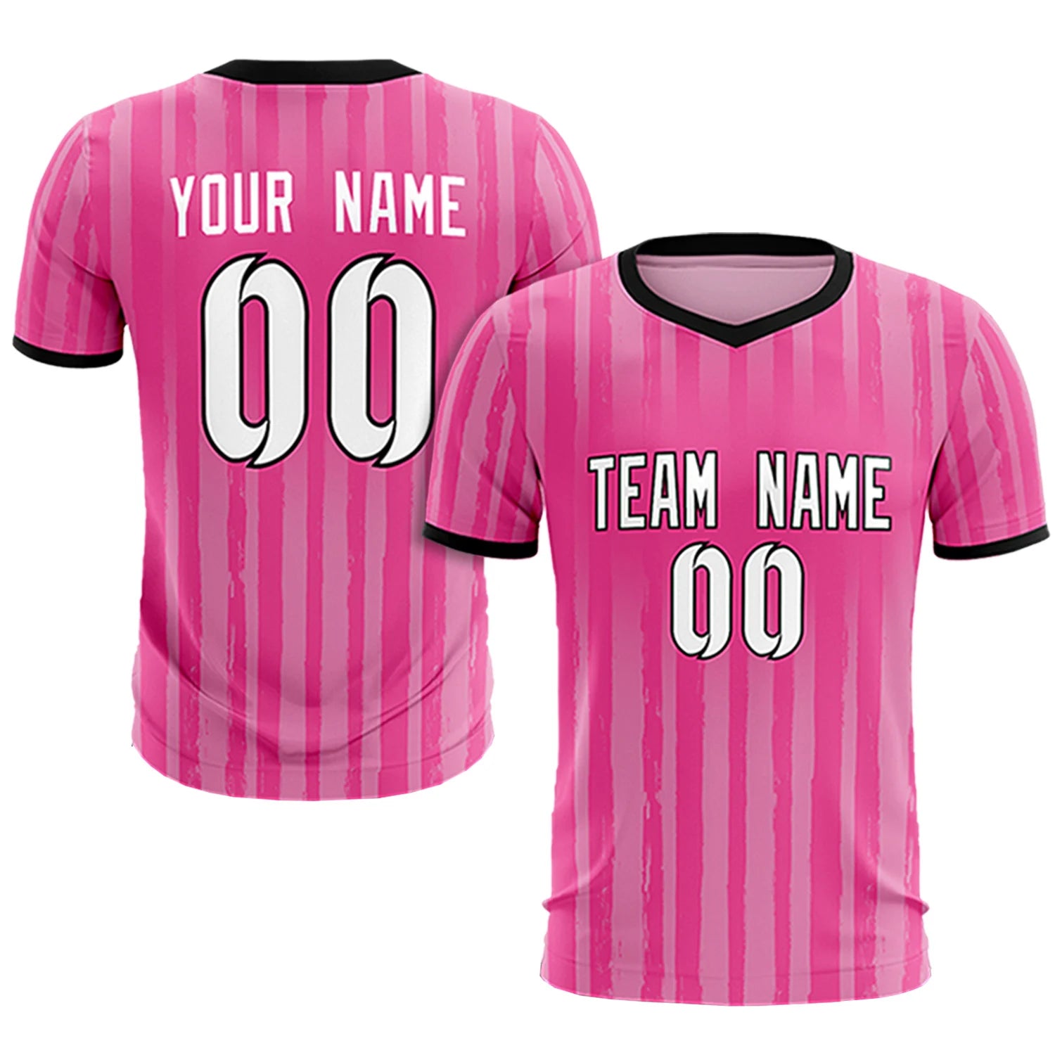 Custom Pink Black Breathable Soccer Sets Jersey