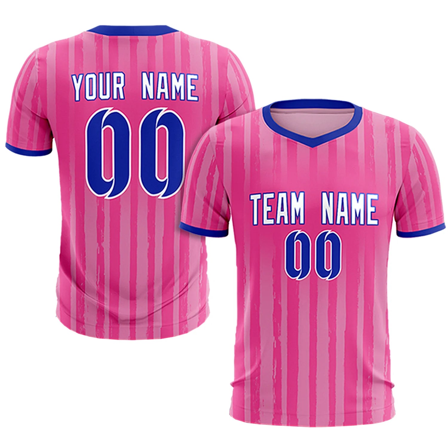 Custom Pink Royal Blue Breathable Soccer Sets Jersey
