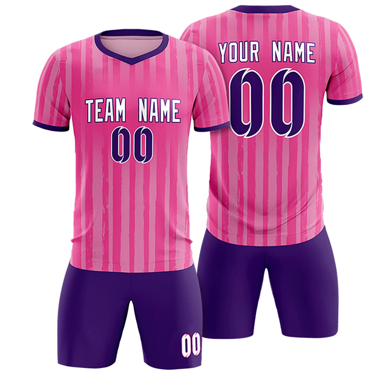 Custom Pink Purple Breathable Soccer Sets Jersey