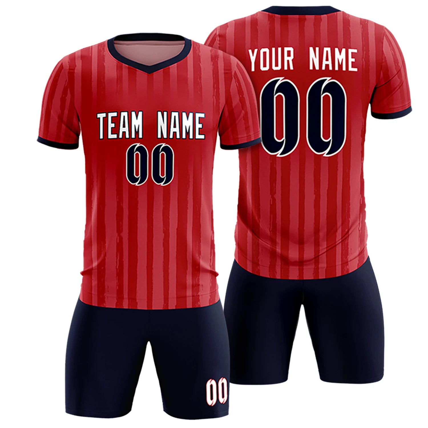 Custom Red Navy Breathable Soccer Sets Jersey