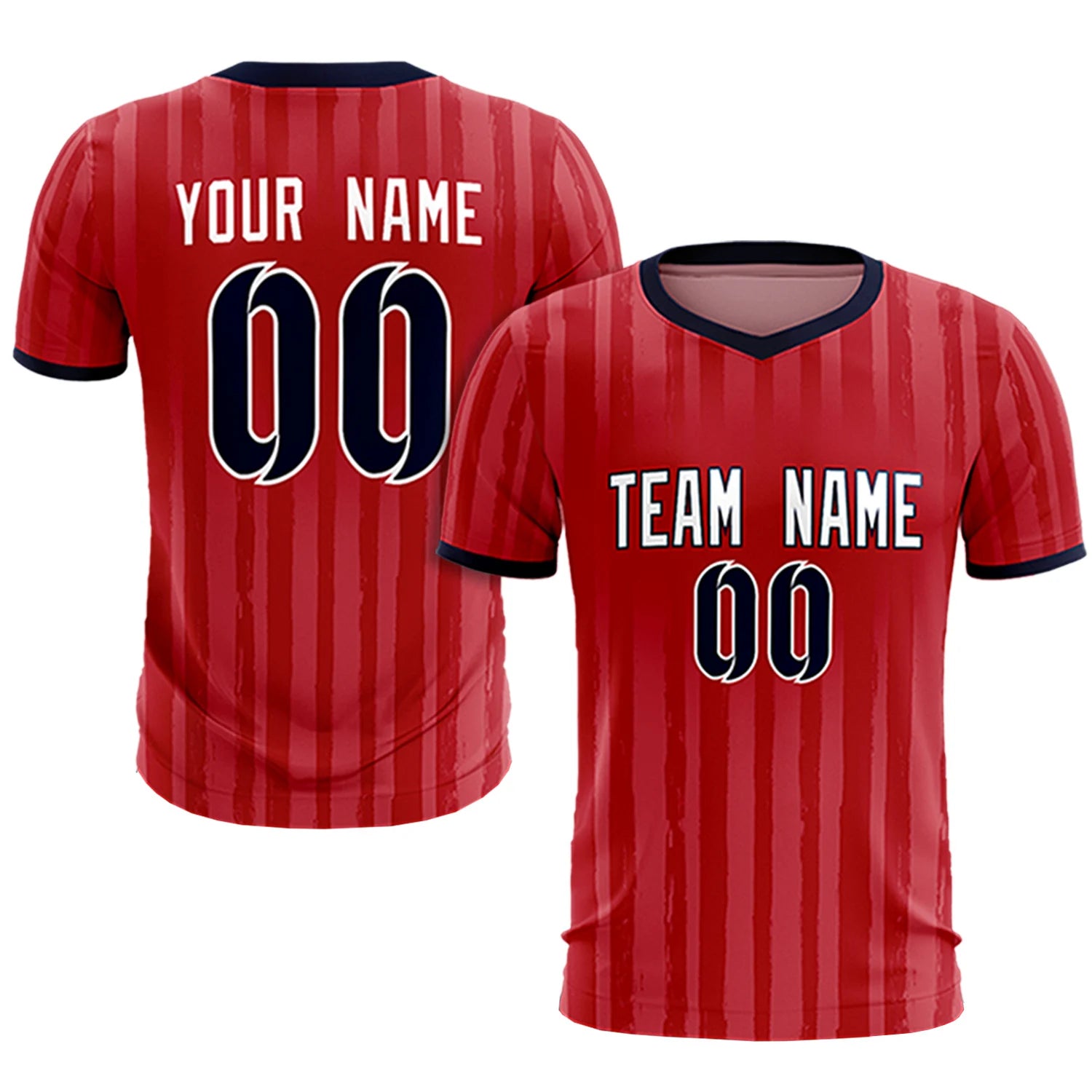 Custom Red Navy Breathable Soccer Sets Jersey