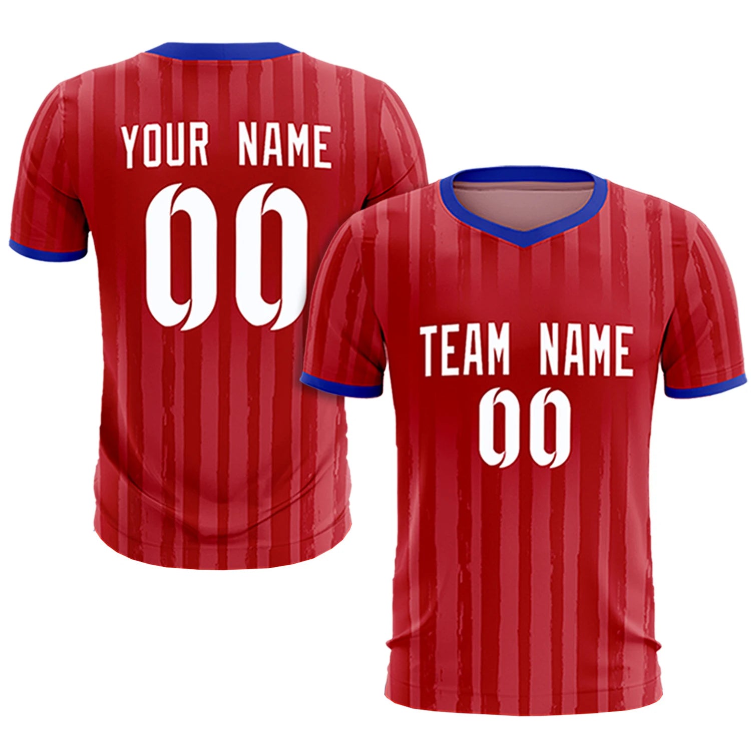 Custom Red Royal Blue Breathable Soccer Sets Jersey