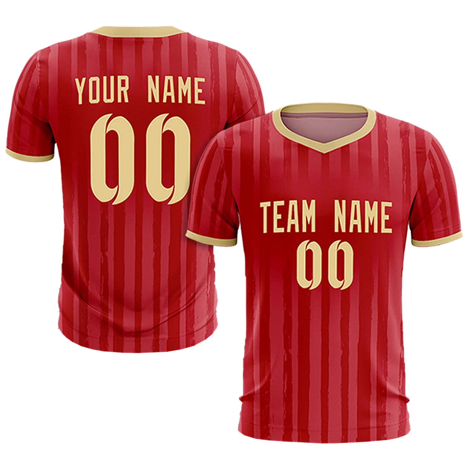 Custom Red Khaki Breathable Soccer Sets Jersey