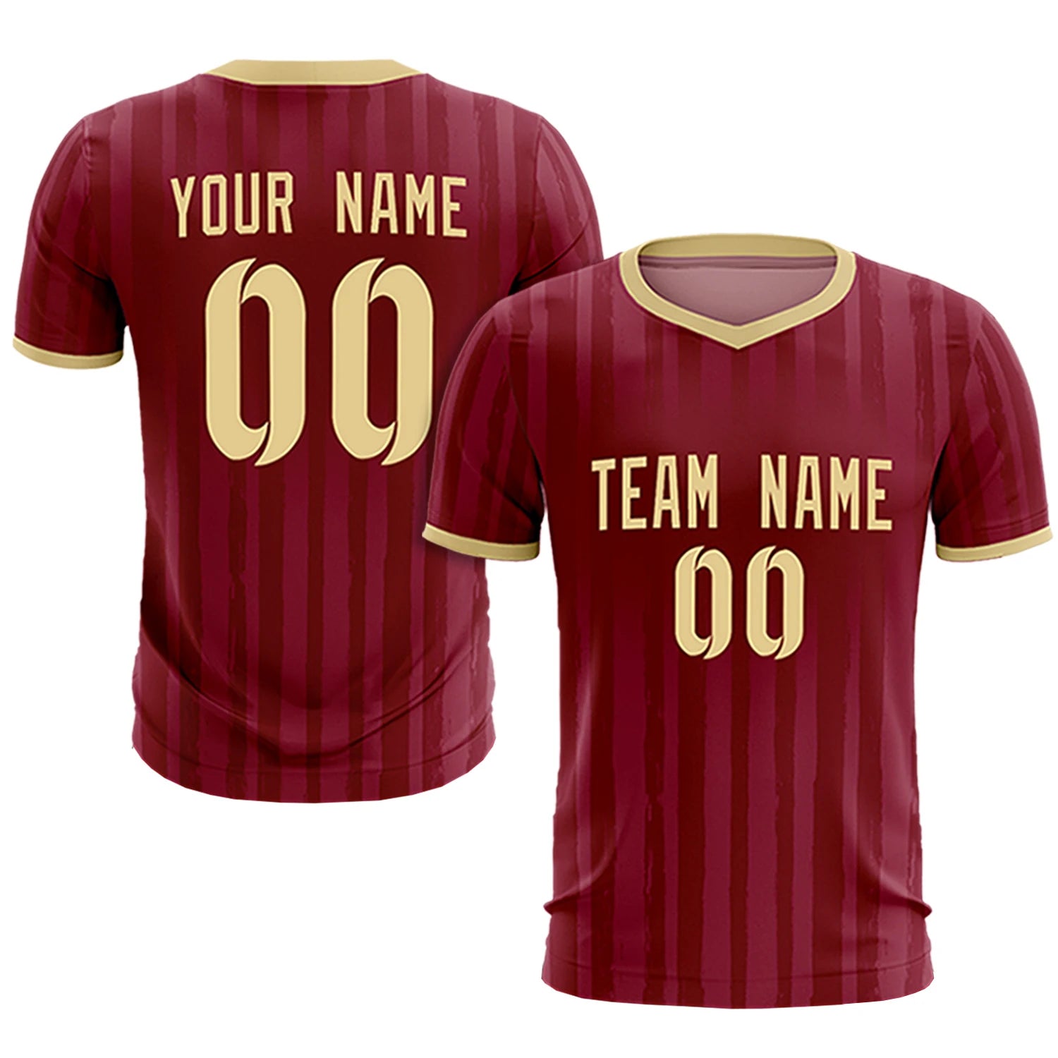 Custom Crimson Khaki Breathable Soccer Sets Jersey