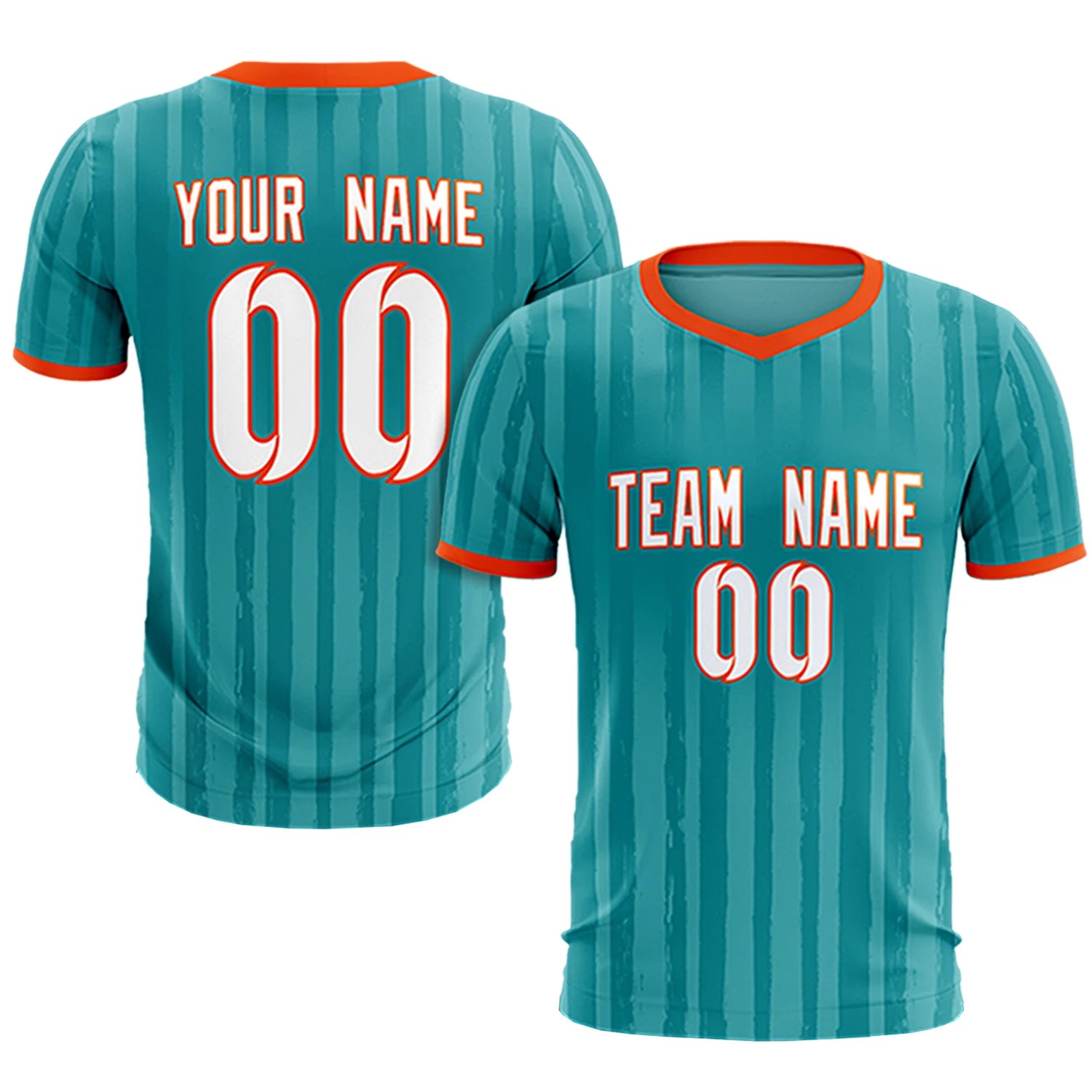 Custom Aqua Orange Breathable Soccer Sets Jersey