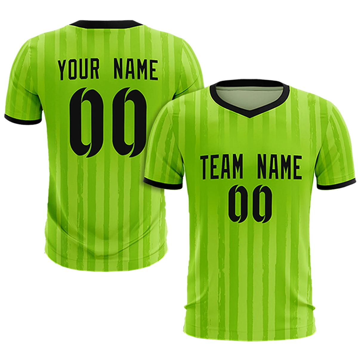 Custom Neon Green Black Breathable Soccer Sets Jersey