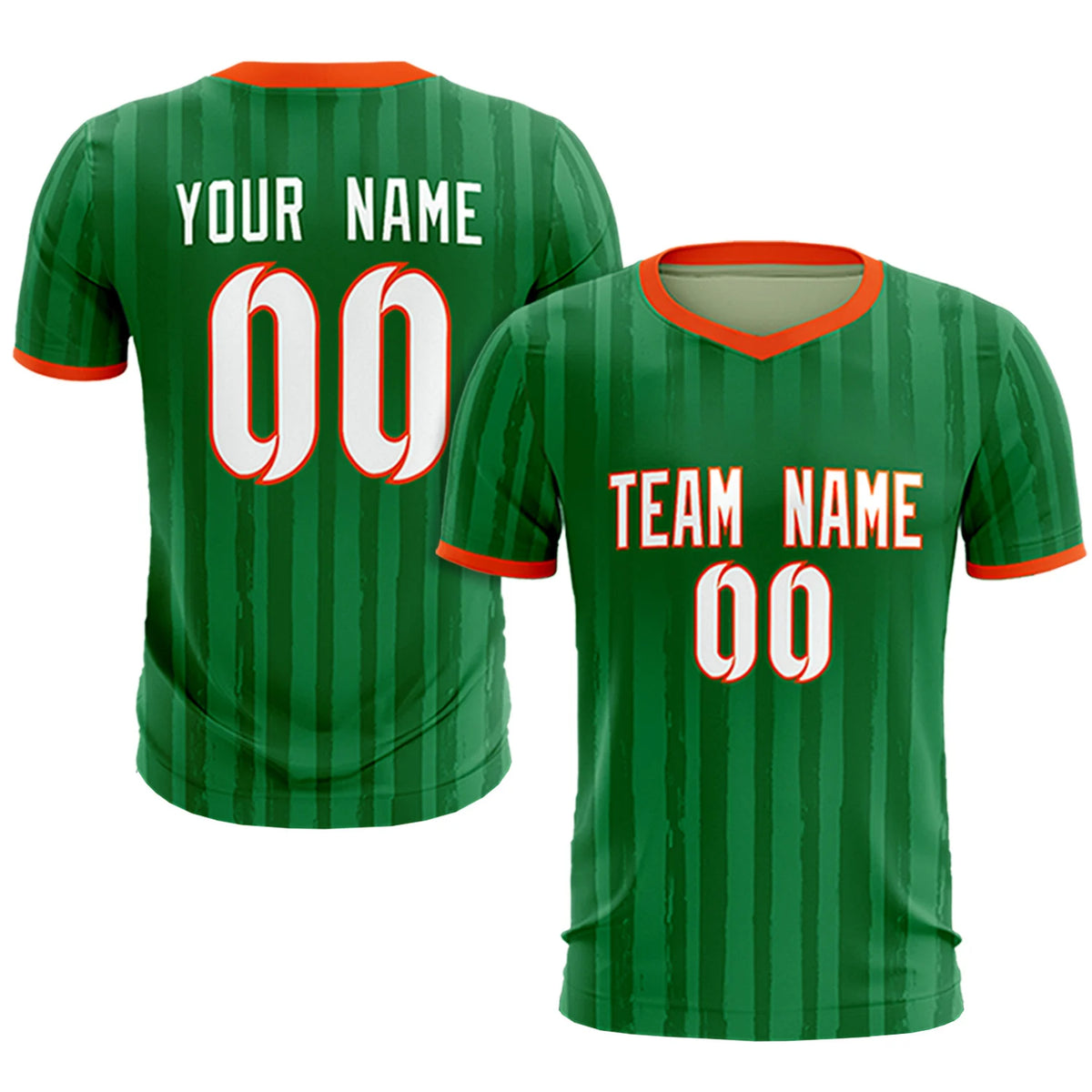 Custom Kelly Green Orange Breathable Soccer Sets Jersey