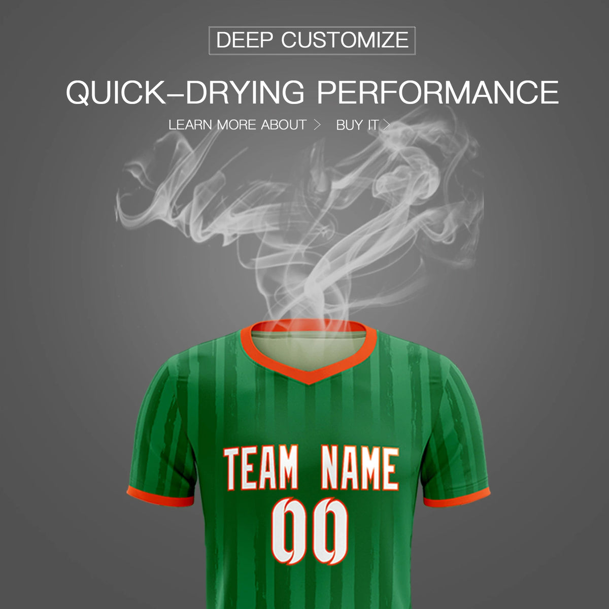 Custom Kelly Green Orange Breathable Soccer Sets Jersey