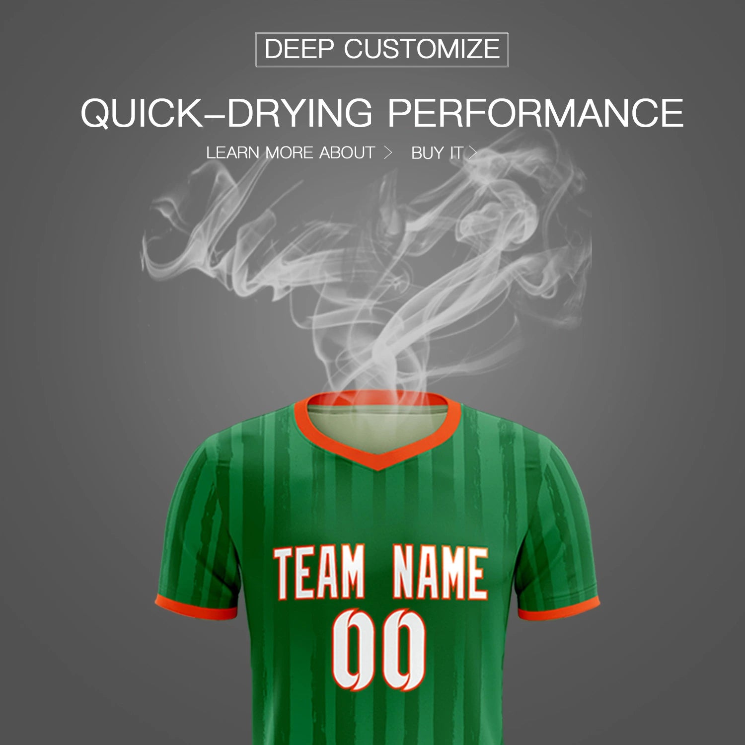 Custom Kelly Green Orange Breathable Soccer Sets Jersey