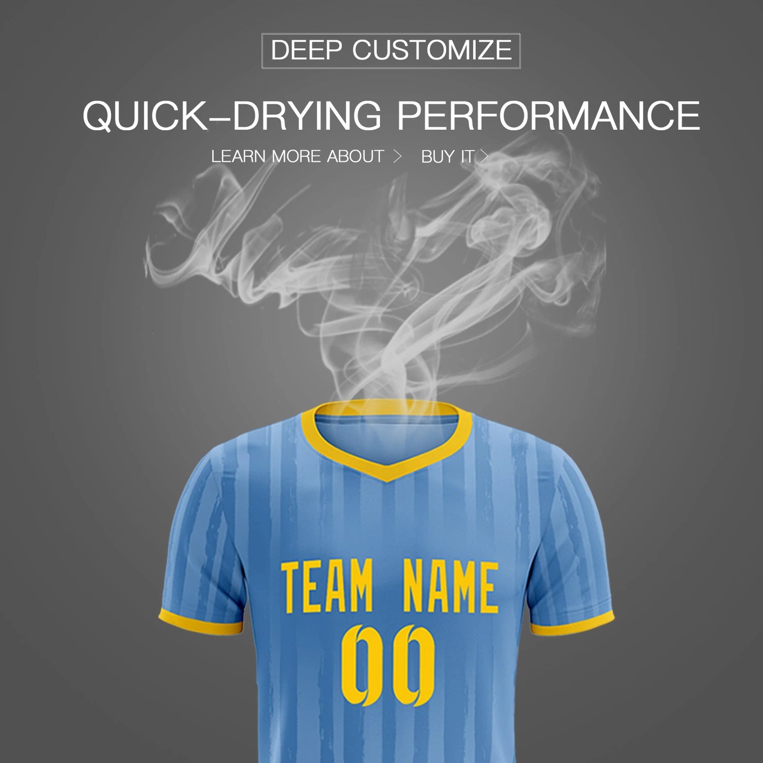Custom Light Blue Gold 01 Breathable Soccer Sets Jersey