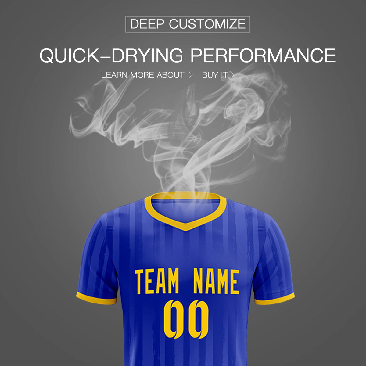 Custom Royal Blue Gold 01 Breathable Soccer Sets Jersey