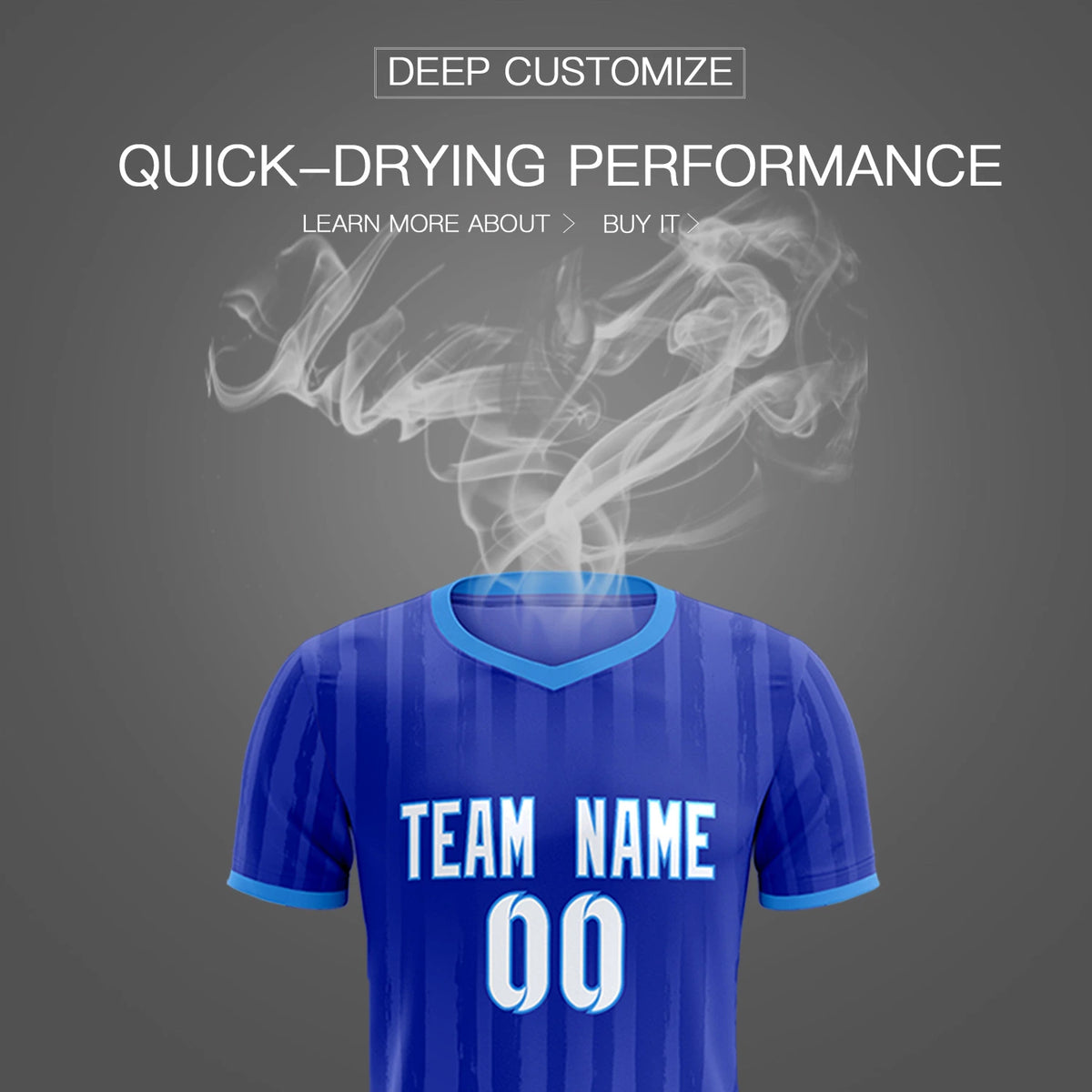 Custom Royal Blue Powder Blue Breathable Soccer Sets Jersey