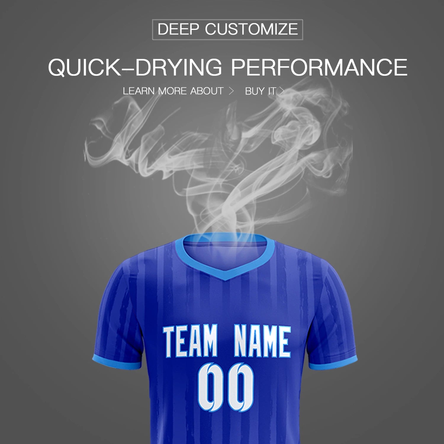Custom Royal Blue Powder Blue Breathable Soccer Sets Jersey