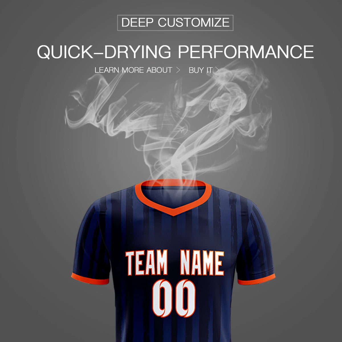 Custom Navy Orange Breathable Soccer Sets Jersey