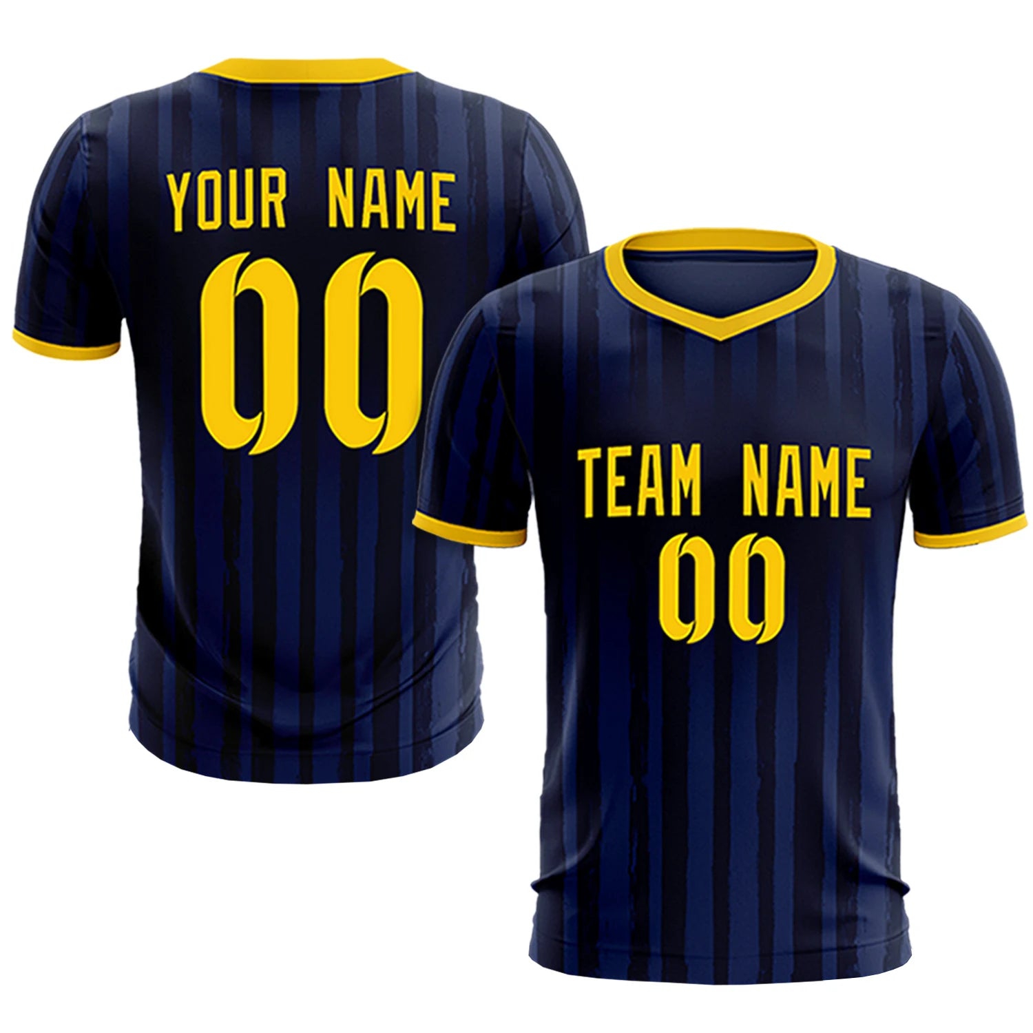 Custom Navy Gold 01 Breathable Soccer Sets Jersey