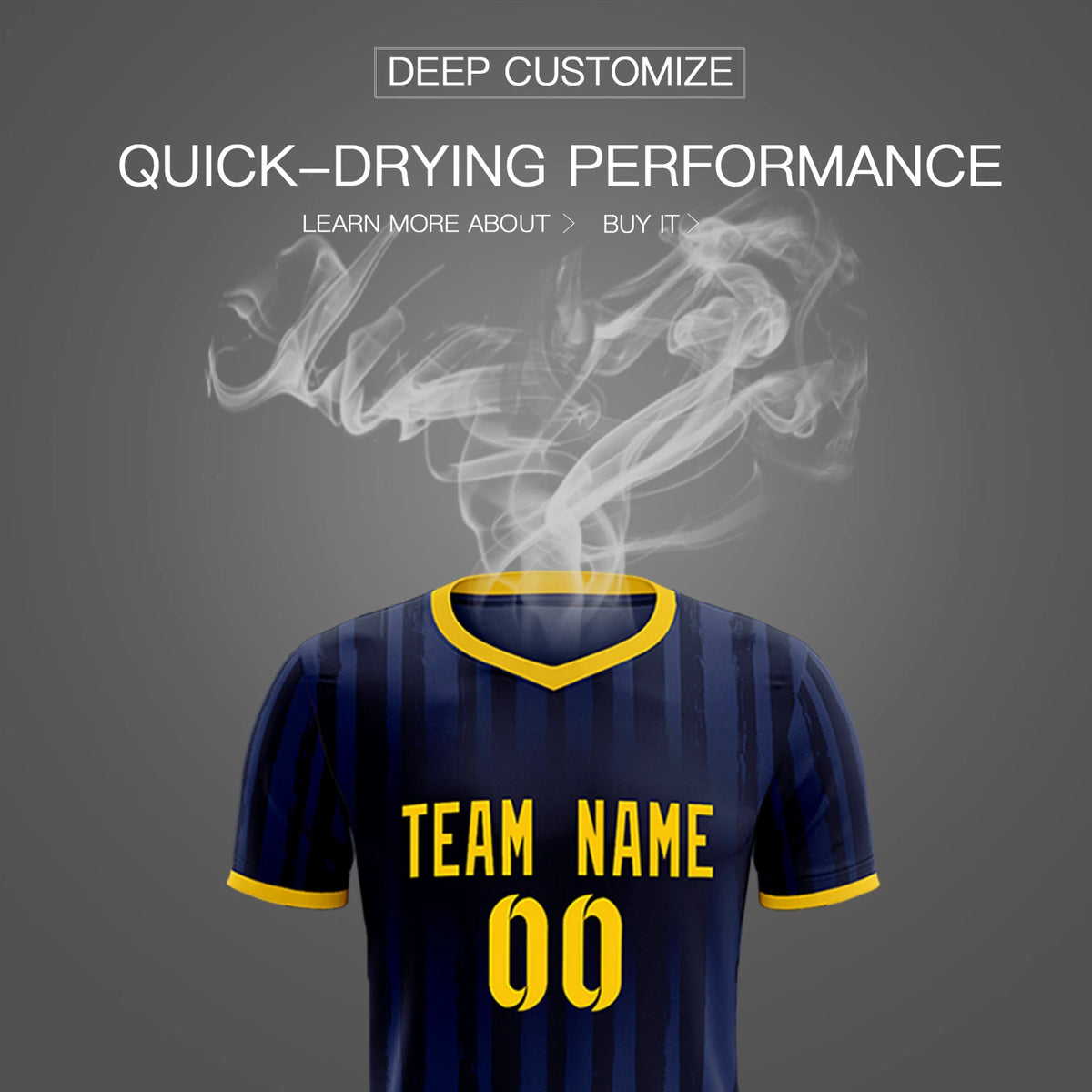 Custom Navy Gold 01 Breathable Soccer Sets Jersey