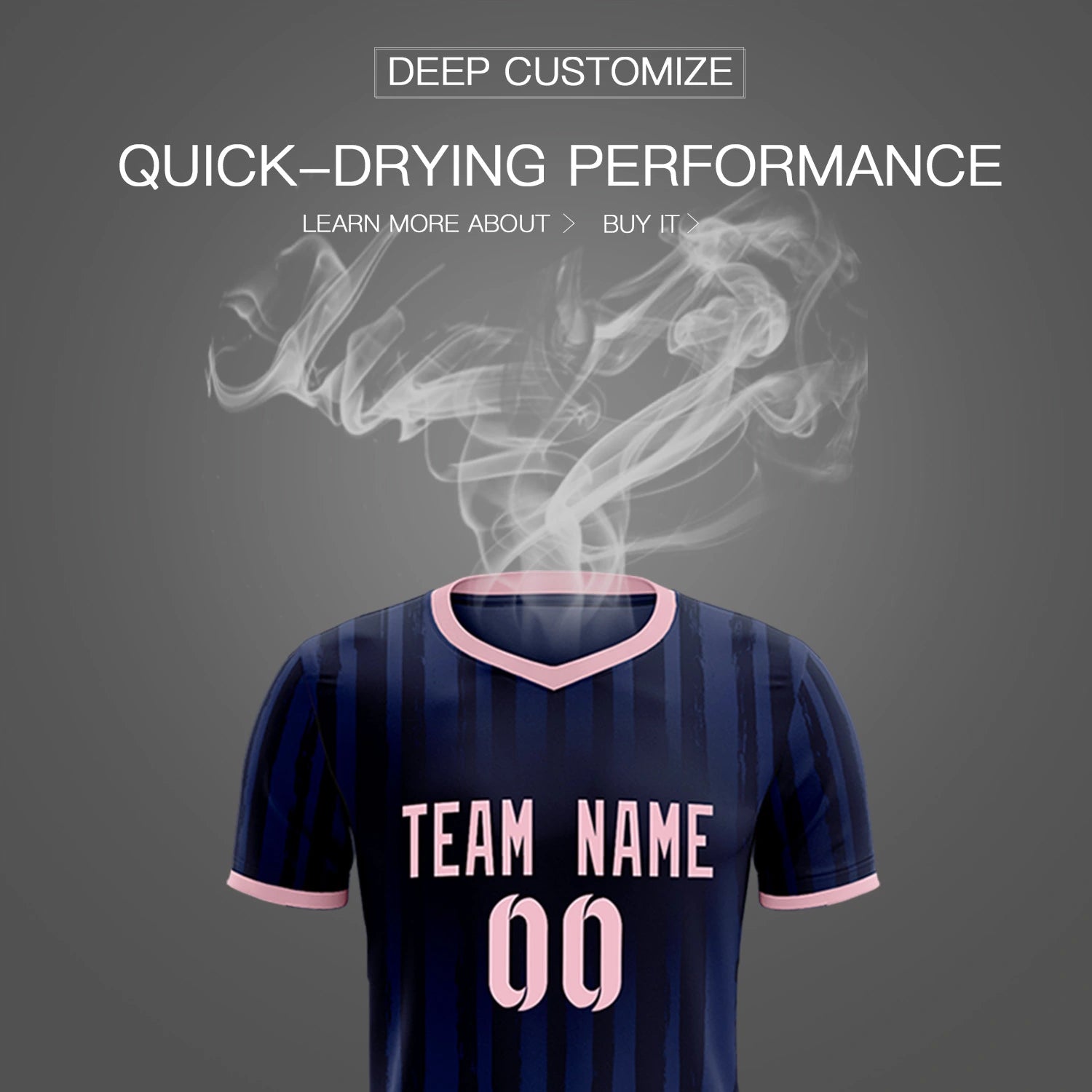 Custom Navy Light Pink Breathable Soccer Sets Jersey