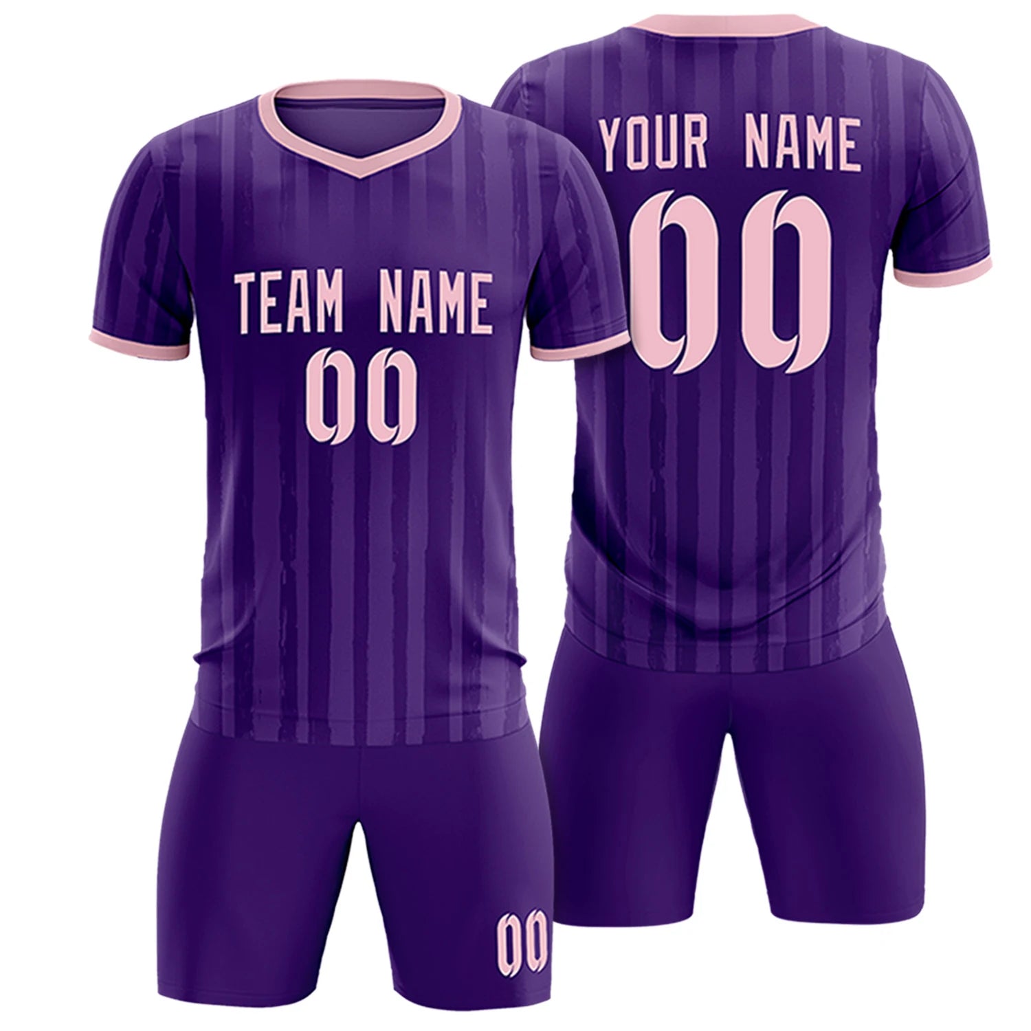 Custom Purple Light Pink Breathable Soccer Sets Jersey