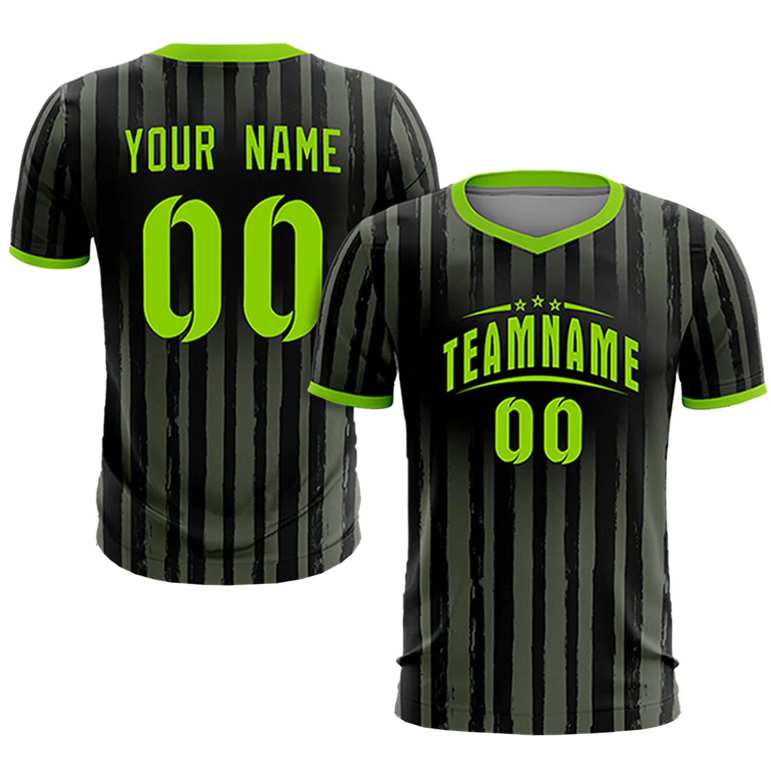 Custom Black Neon Green Breathable Soccer Sets Jersey