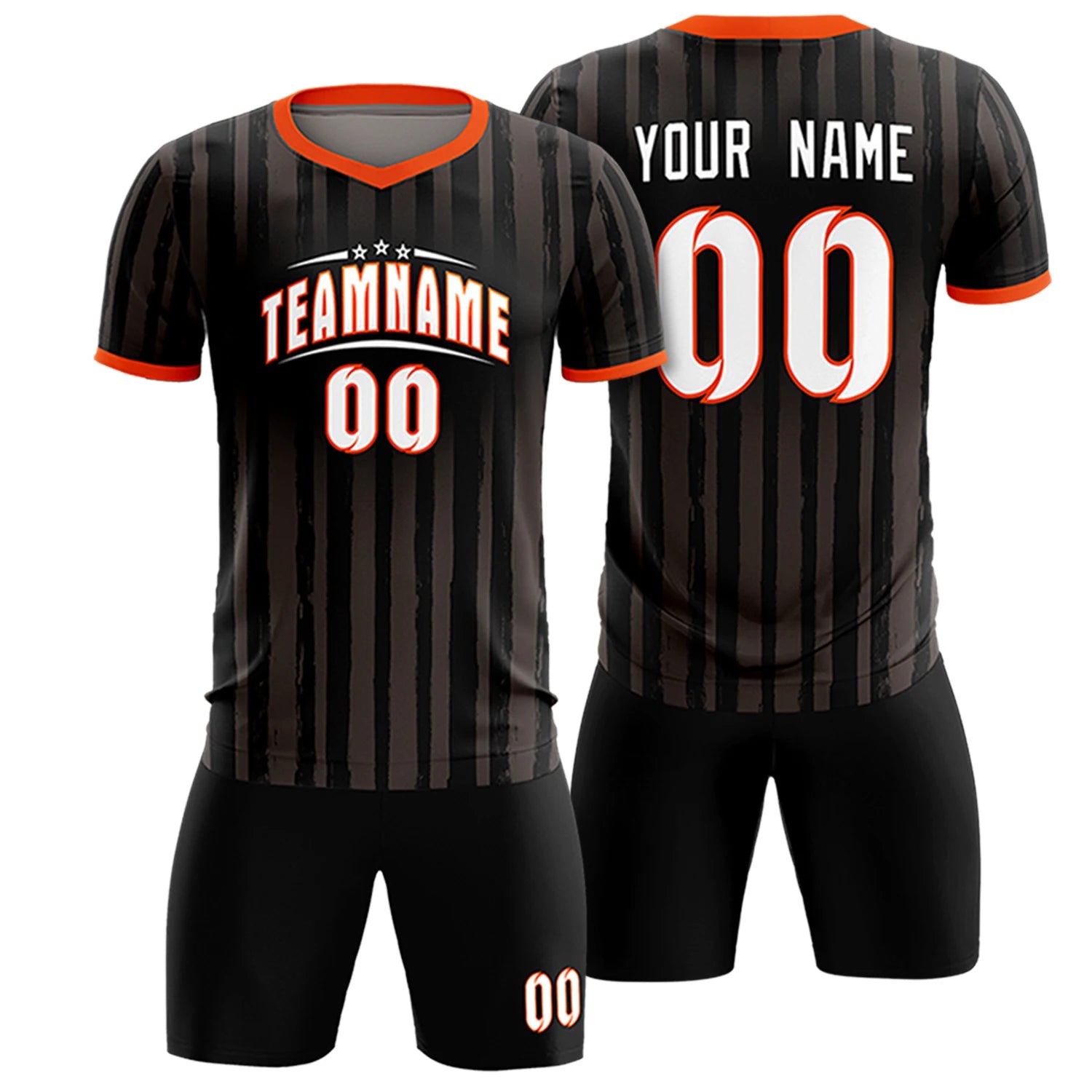 Custom Black Orange Breathable Soccer Sets Jersey