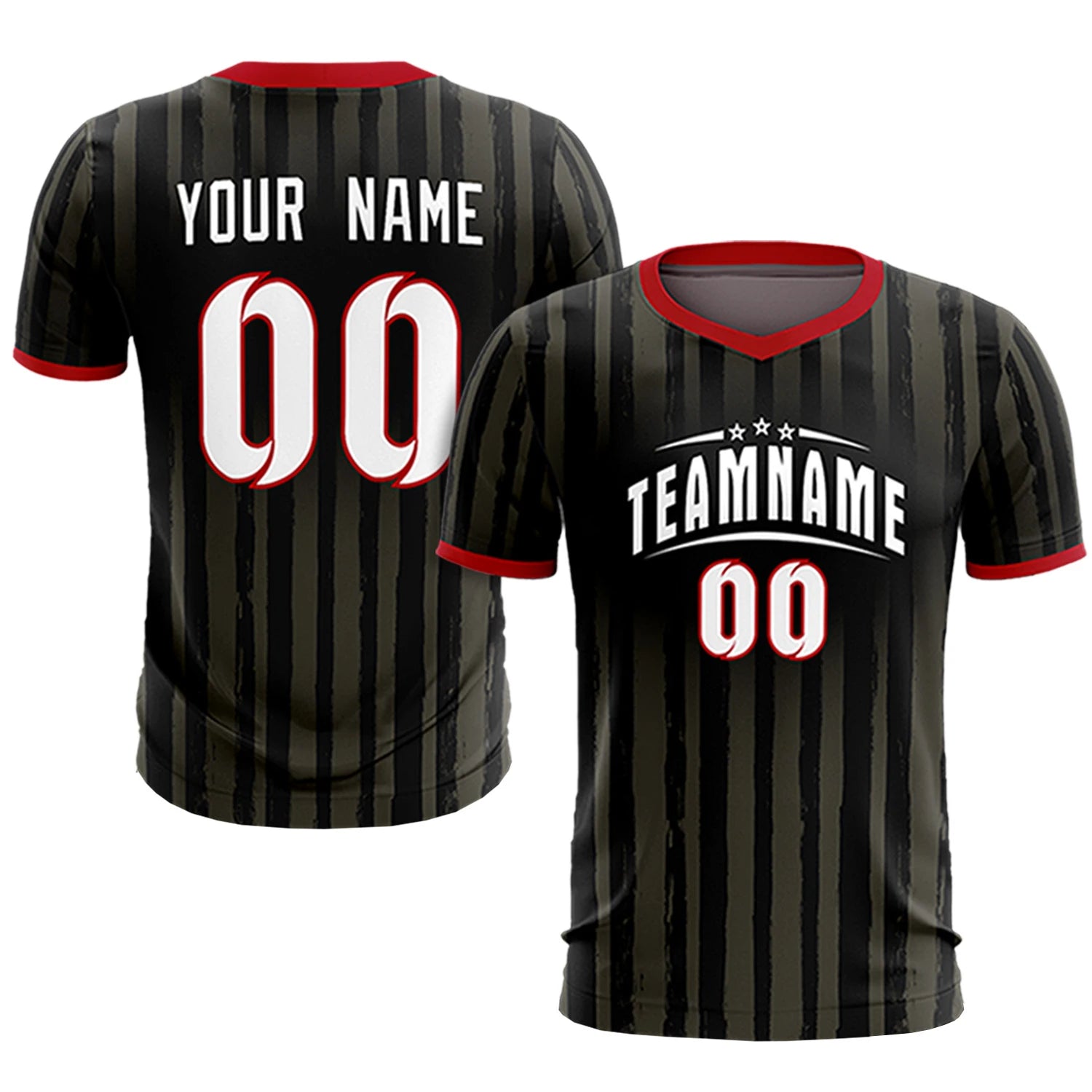 Custom Black Red Breathable Soccer Sets Jersey