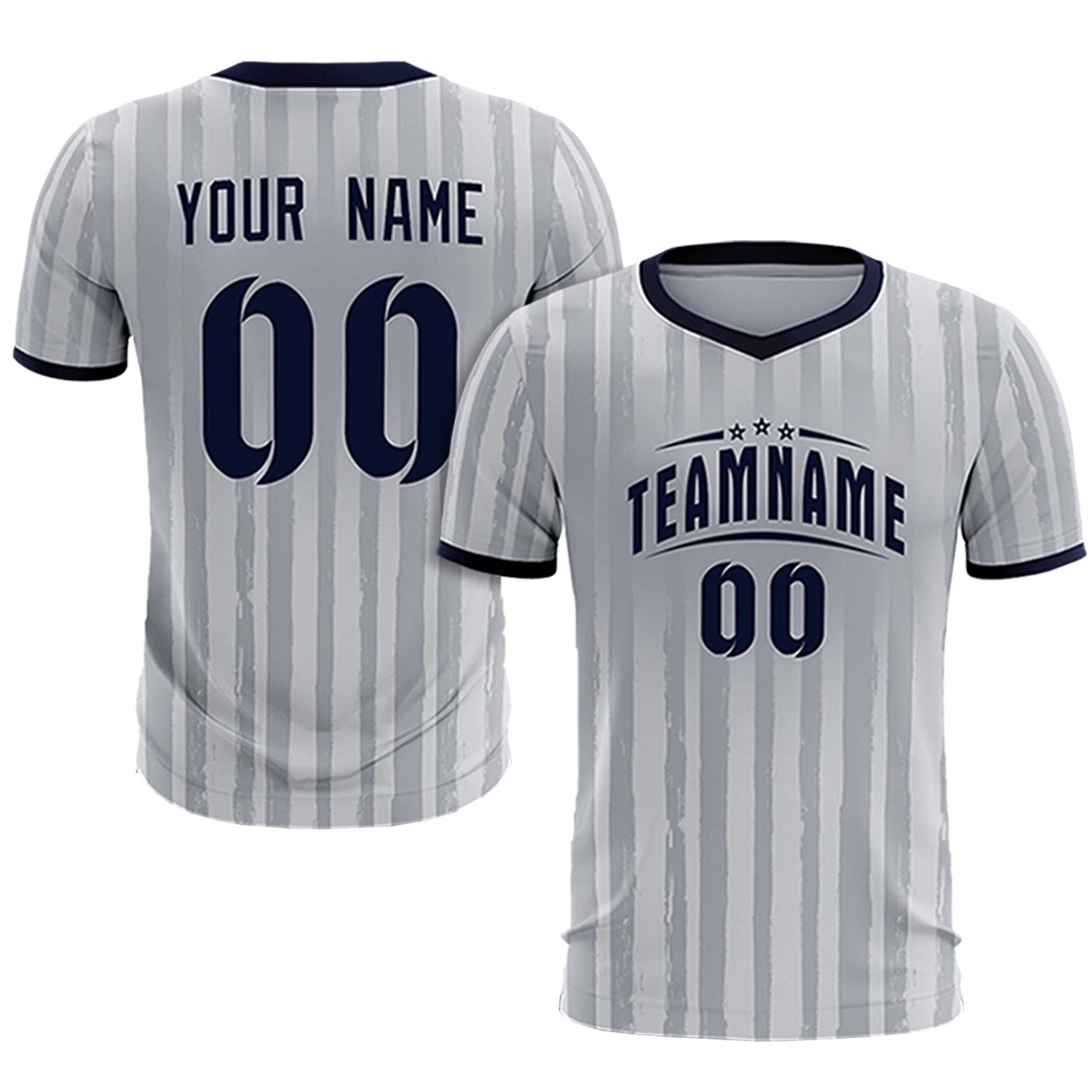 Custom Gray Navy Breathable Soccer Sets Jersey