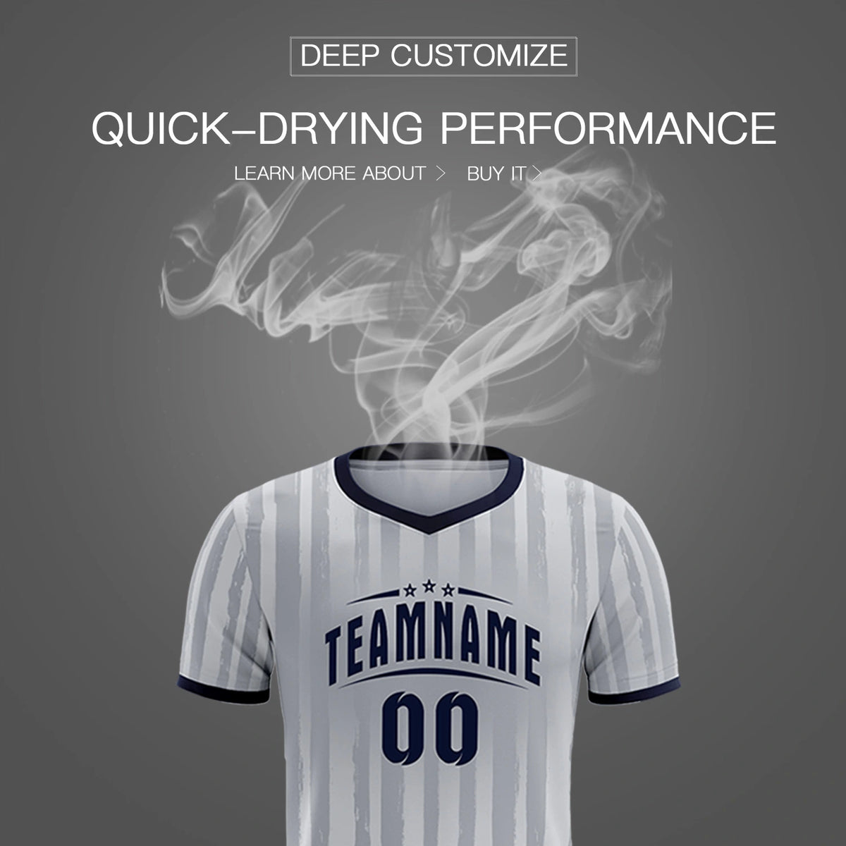 Custom Gray Navy Breathable Soccer Sets Jersey